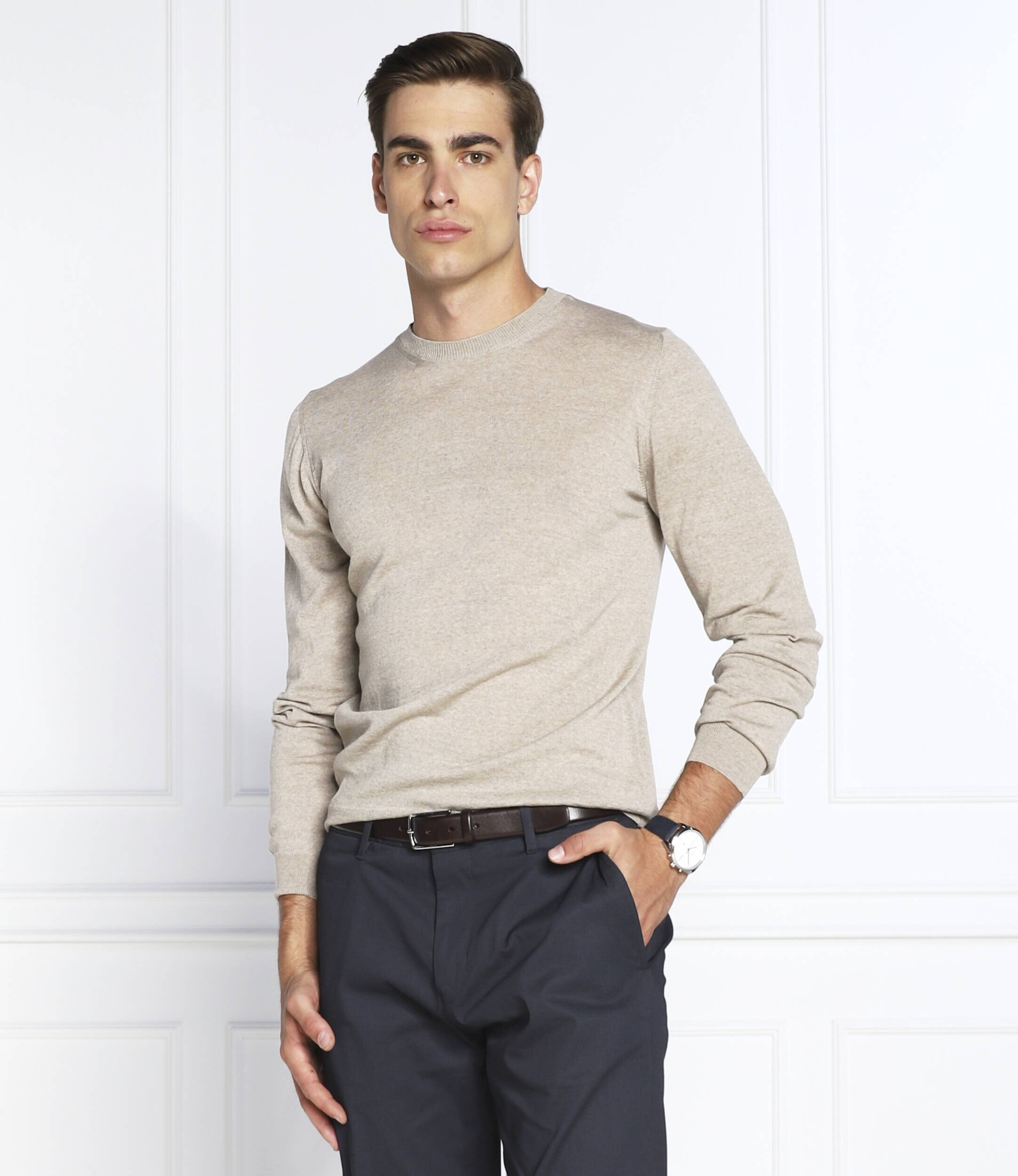 Oscar Jacobson de lână pulover custer | slim fit