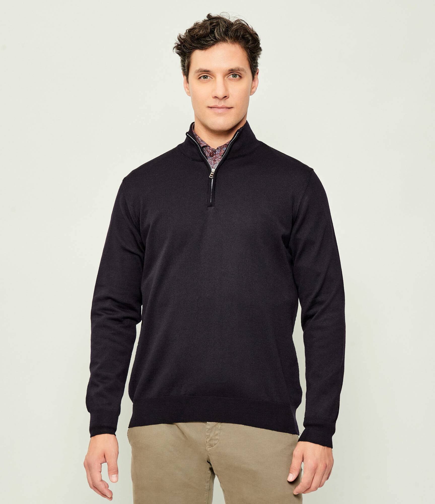 Oscar Jacobson De lână pulover Marlon Half zip | regular fit