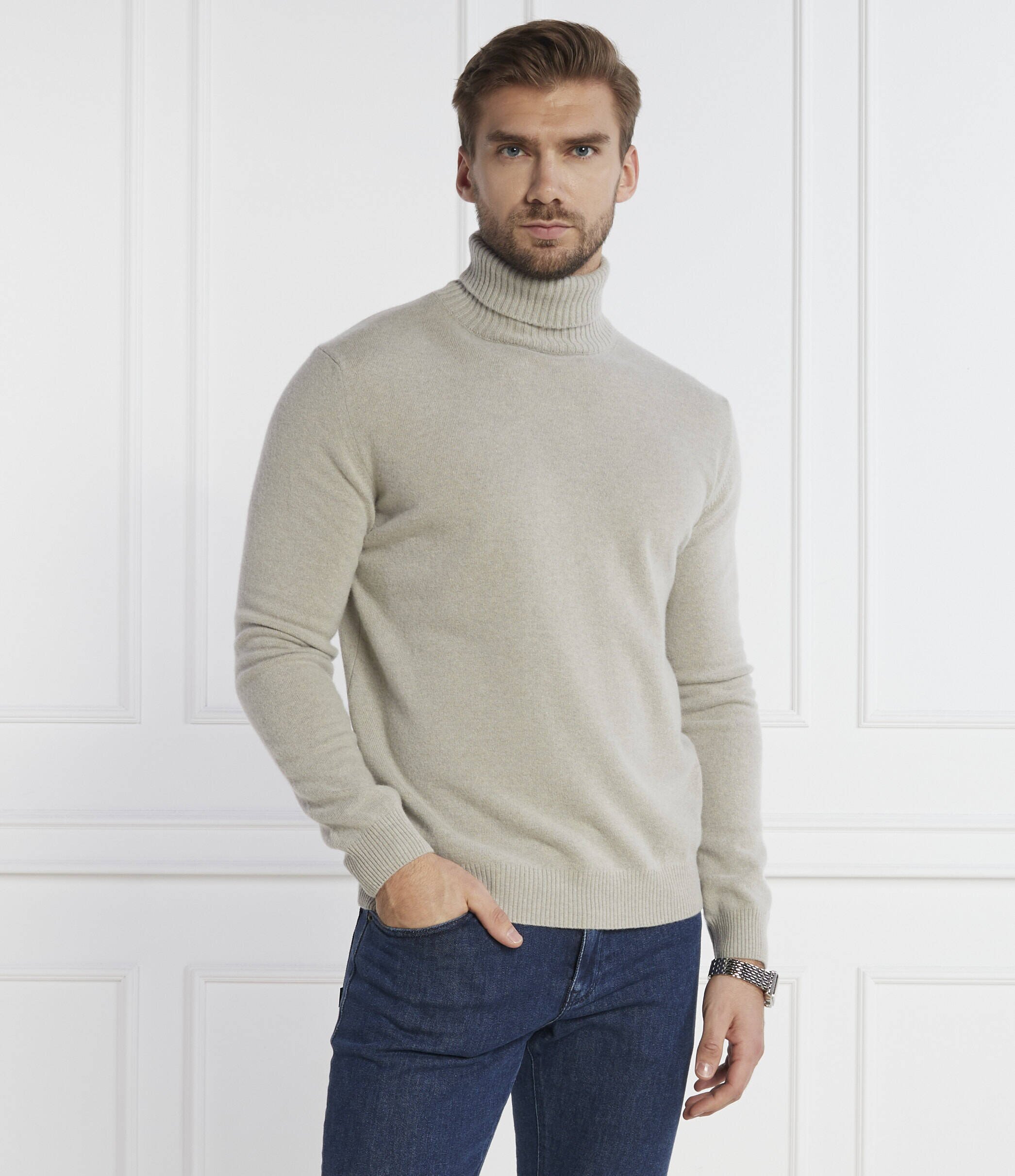 Oscar Jacobson Maletă Salim Rollneck | regular fit cu adaos de lână și cașmir