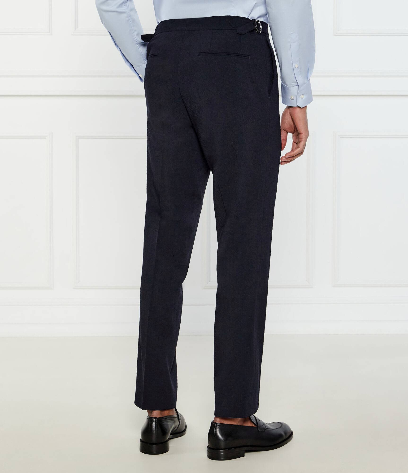Oscar Jacobson Pantaloni Seersucker | Regular Fit cu adaos de lână