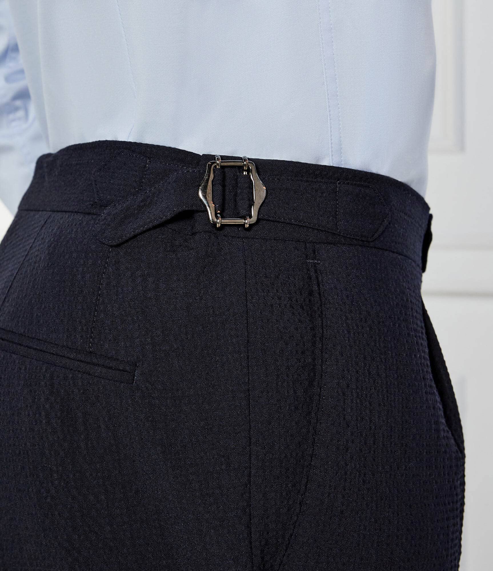 Oscar Jacobson Pantaloni Seersucker | Regular Fit cu adaos de lână