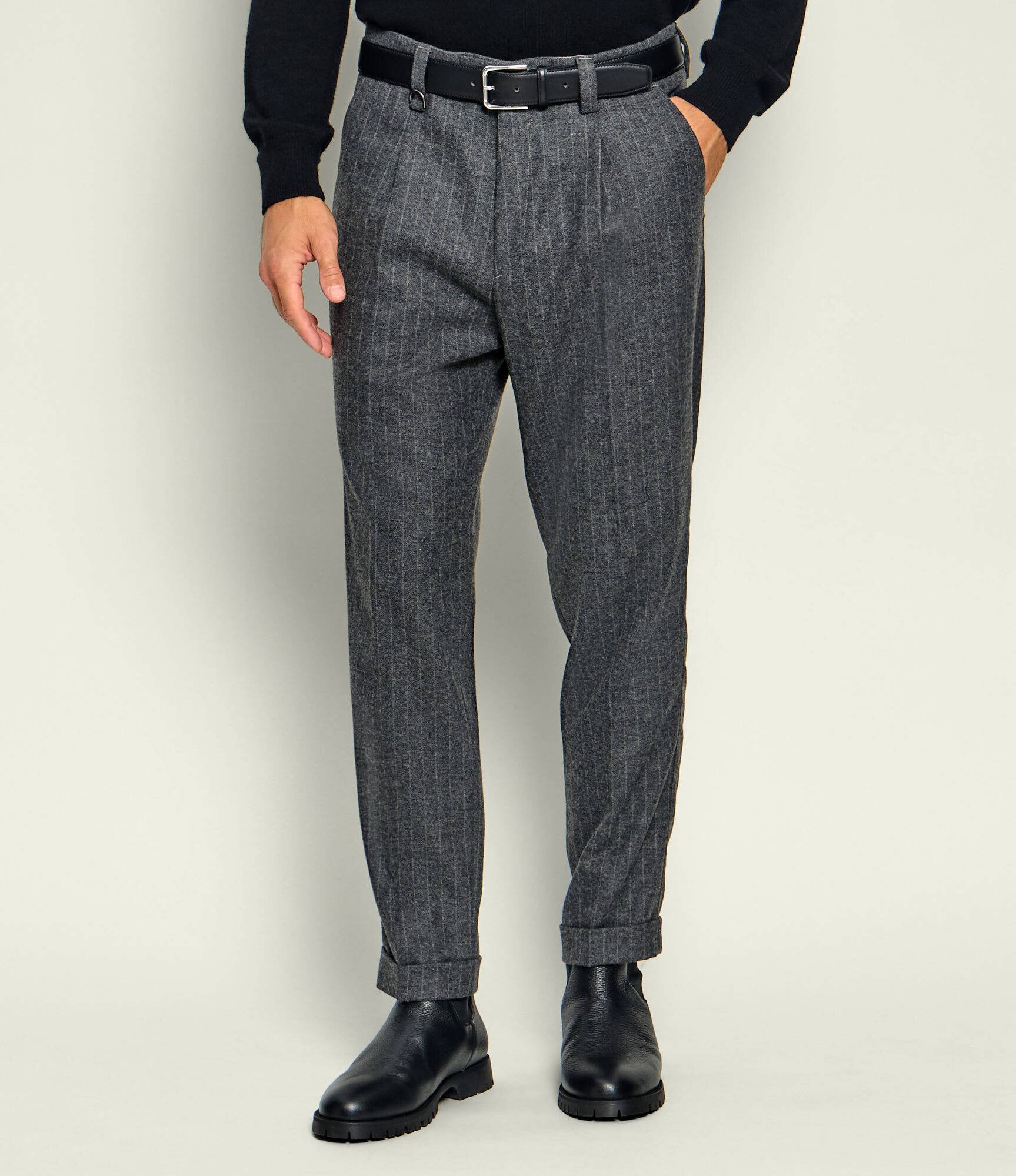 PAOLO PECORA Pantaloni | Tapered fit cu adaos de lână