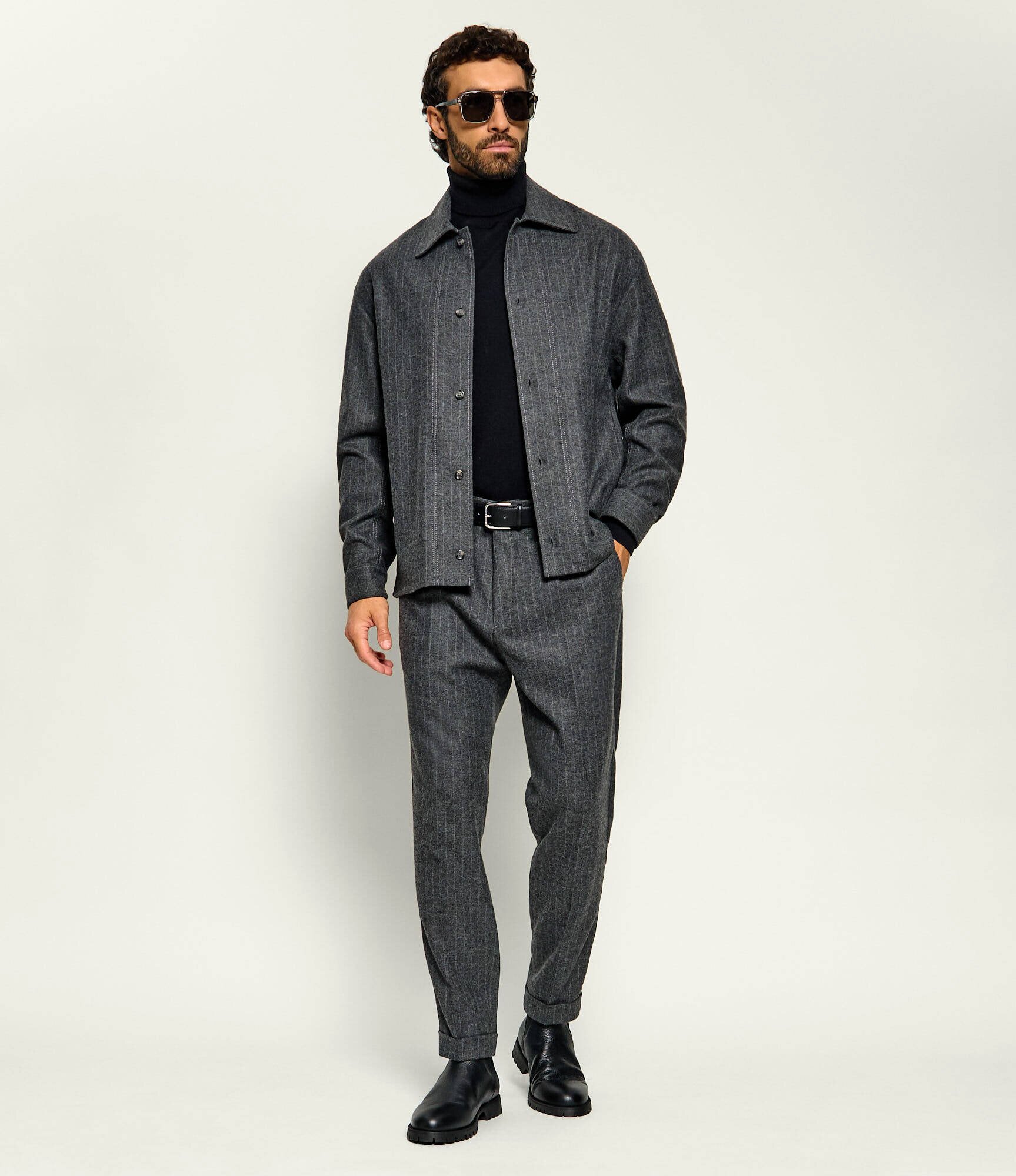PAOLO PECORA Pantaloni | Tapered fit cu adaos de lână