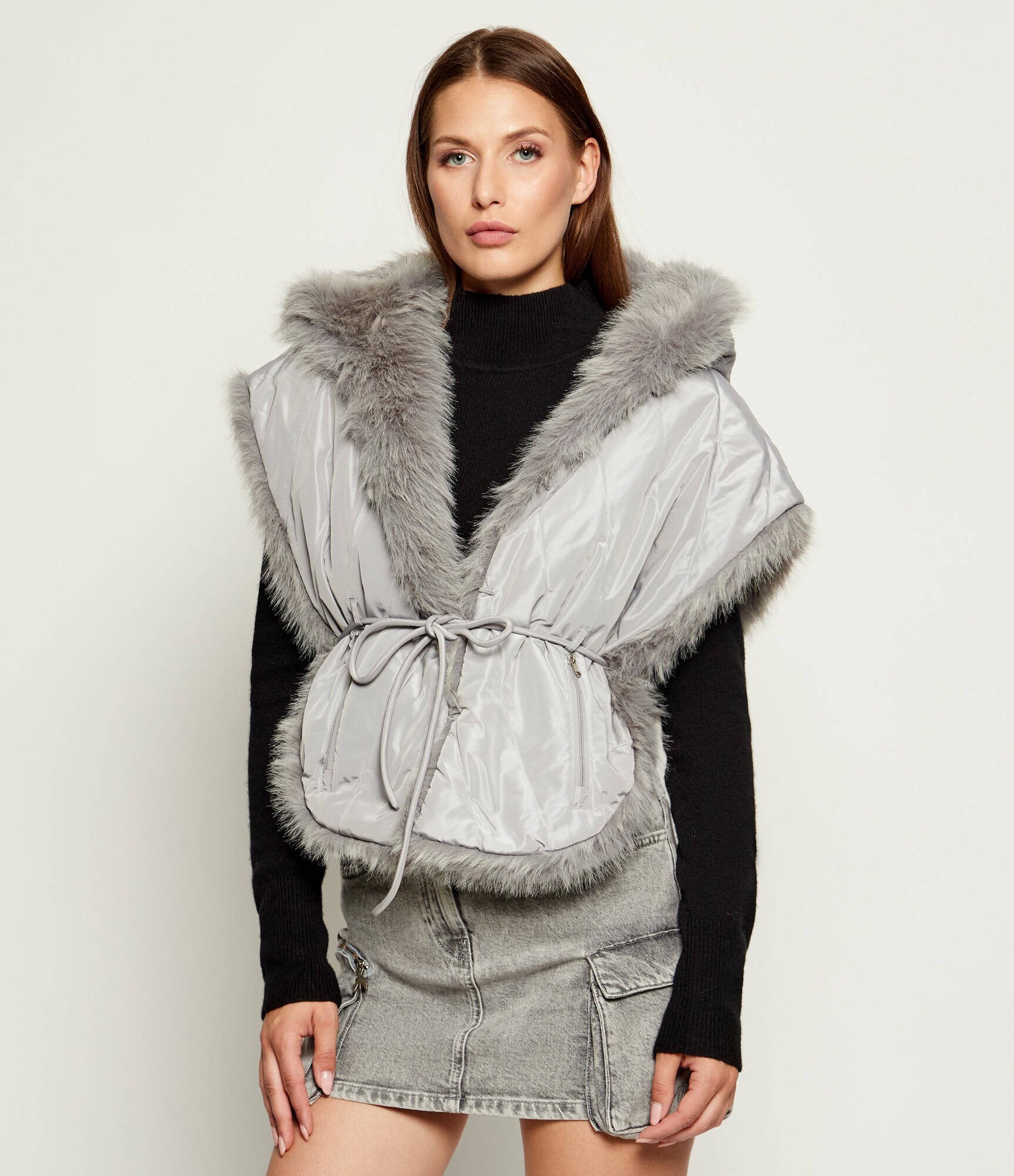 Patrizia Pepe Cu două fețe poncho | Loose fit