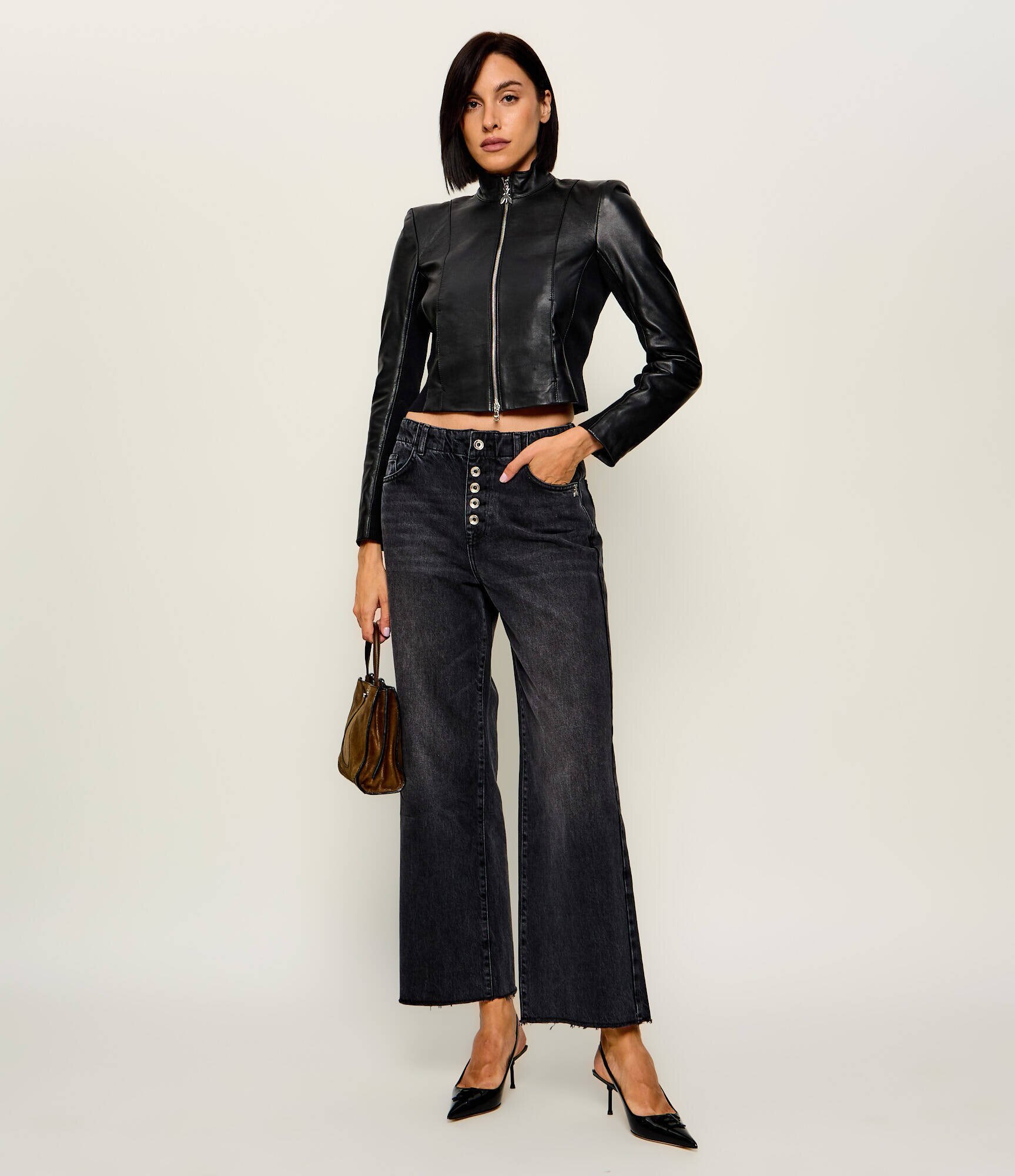 Patrizia Pepe Geacă de piele | Cropped Fit