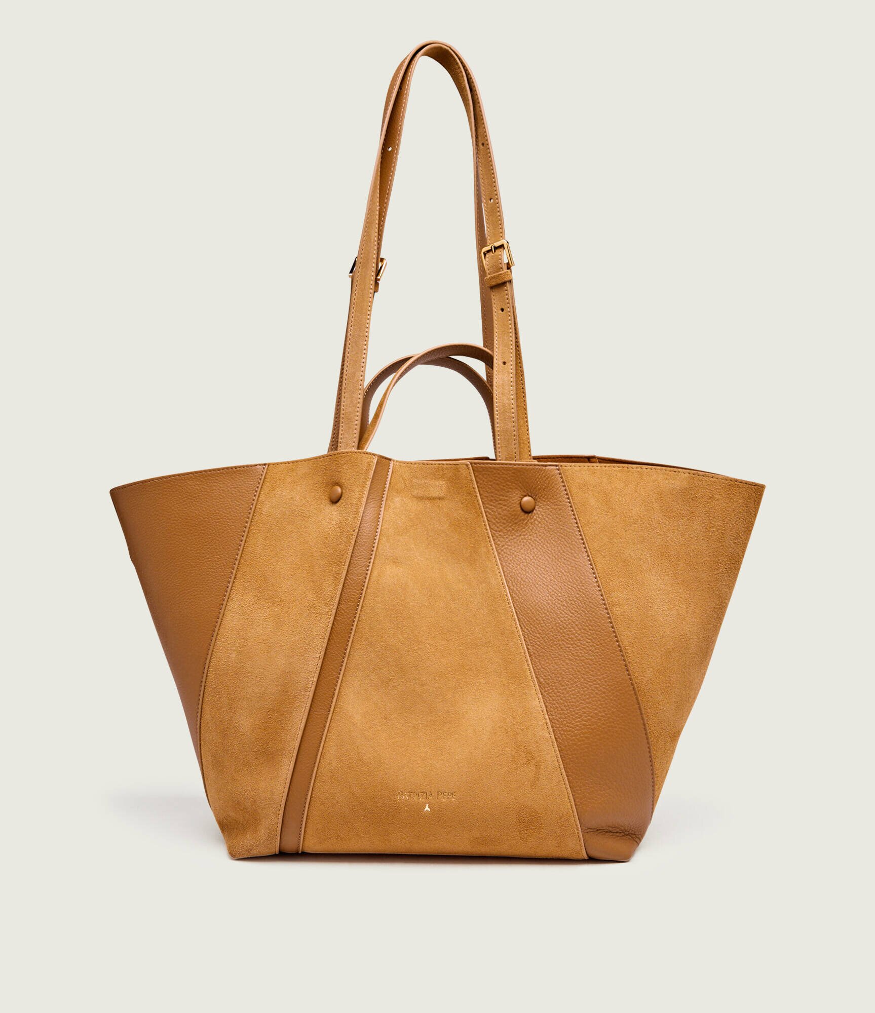 Patrizia Pepe Geantă shopper + borsetă (In)Complete | piele întoarsă cu adaos de piele