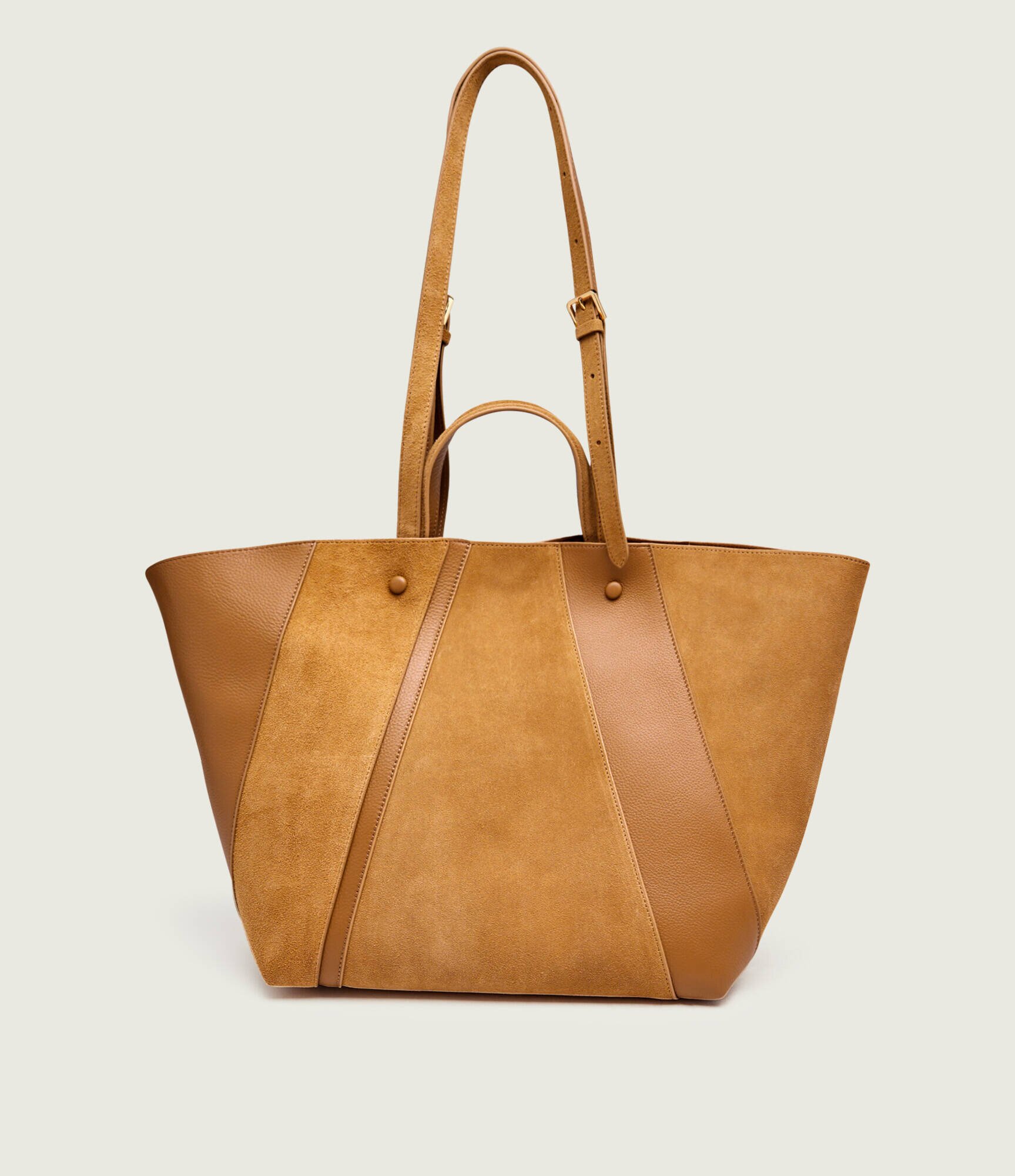 Patrizia Pepe Geantă shopper + borsetă (In)Complete | piele întoarsă cu adaos de piele