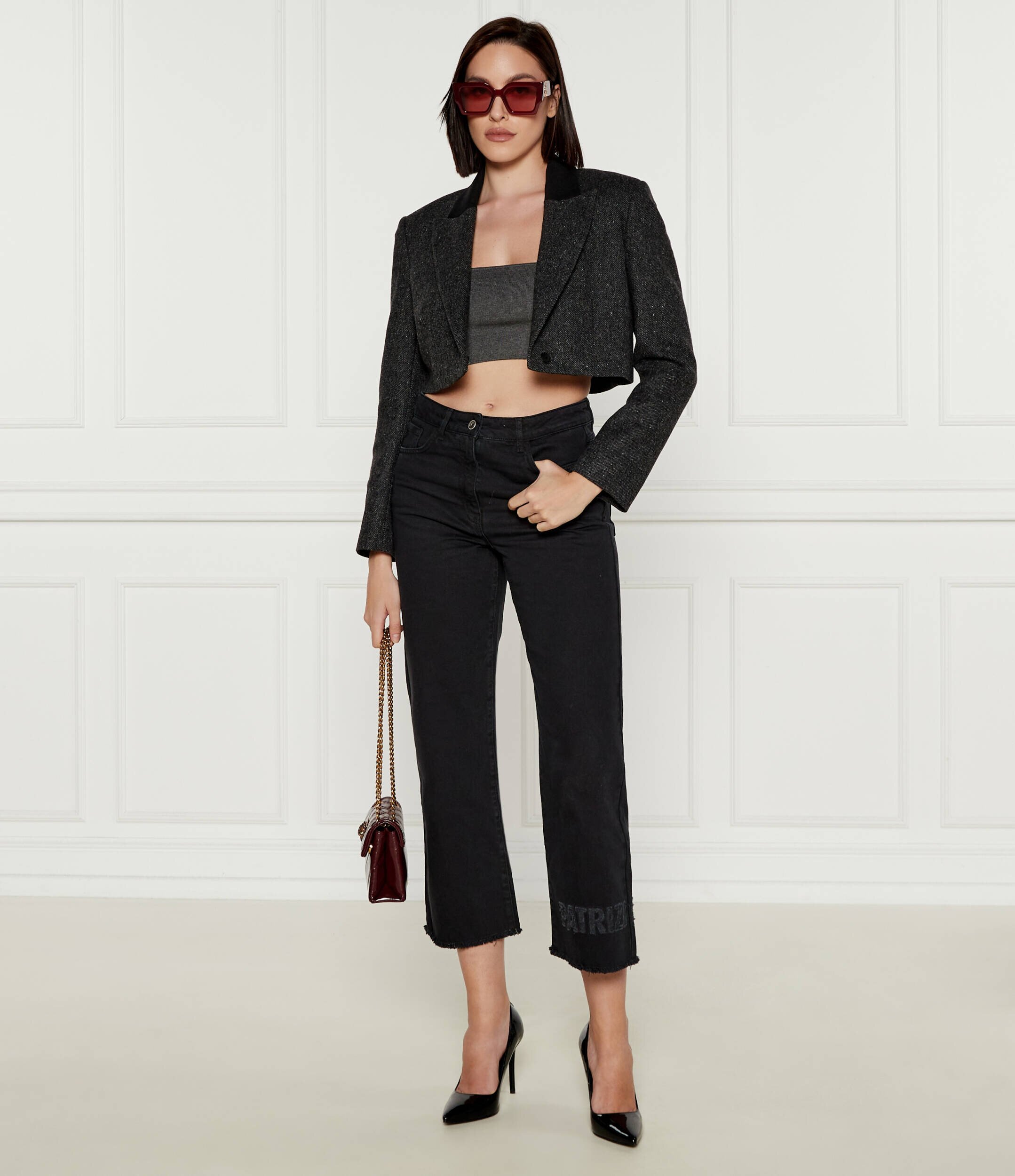 Patrizia Pepe Jachetă | Cropped Fit cu adaos de lână