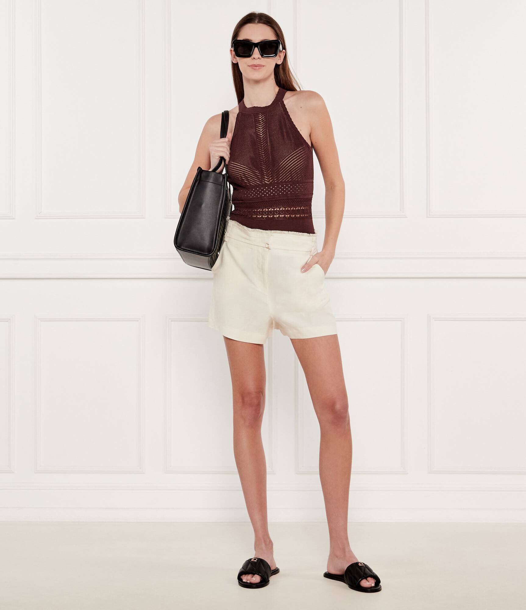 Patrizia Pepe Pantaloni scurți | Regular Fit | cu adaos de in