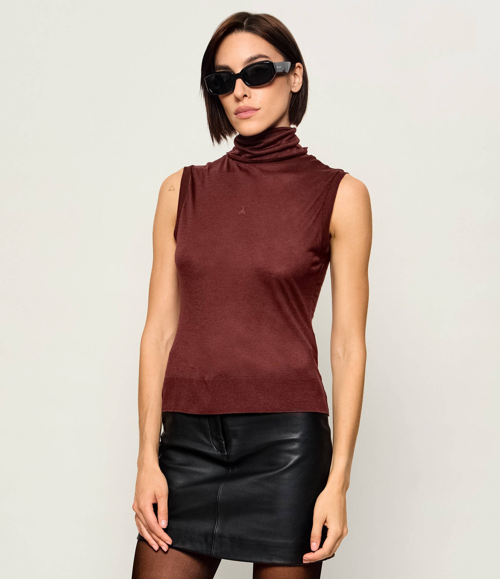 Patrizia Pepe Top | Slim Fit | cu adaos de mătase și cașmir