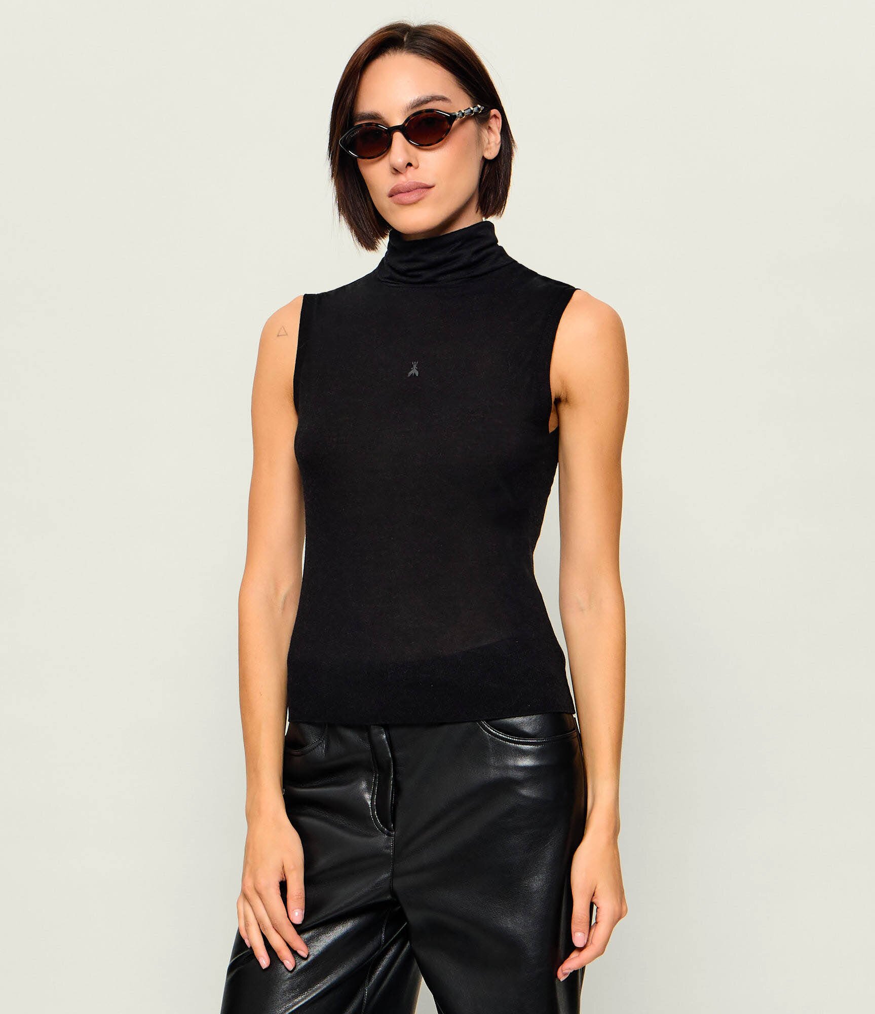 Patrizia Pepe Top | Slim Fit | cu adaos de mătase și cașmir