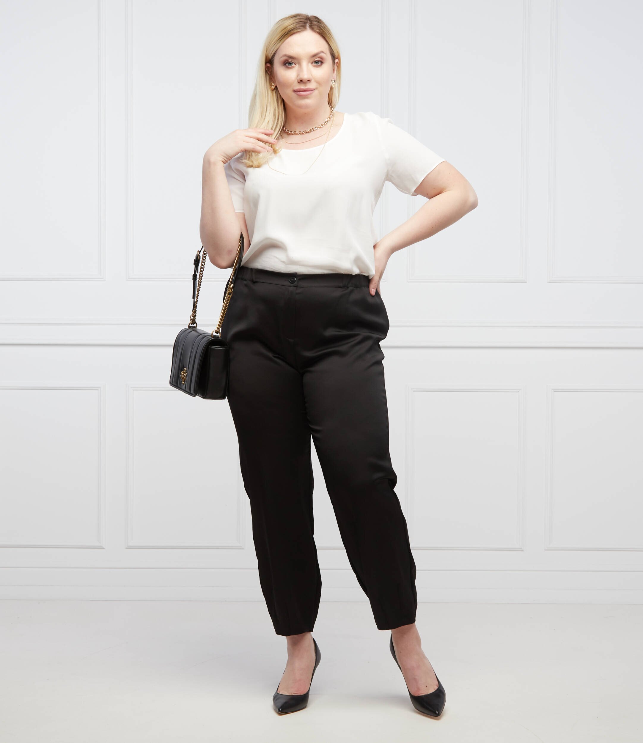 PERSONA BY MARINA RINALDI De satin pantaloni RENDE | Regular Fit
