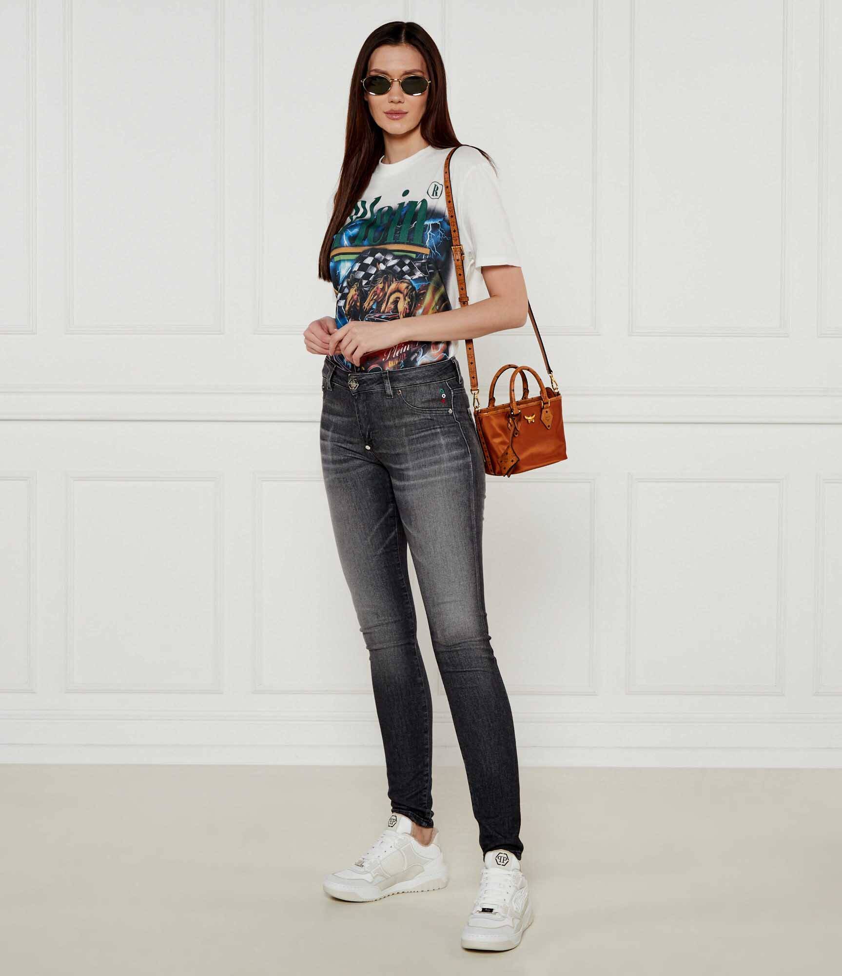 Philipp Plein Teniși din piele Lo-top Strass Hexagon | piele întoarsă