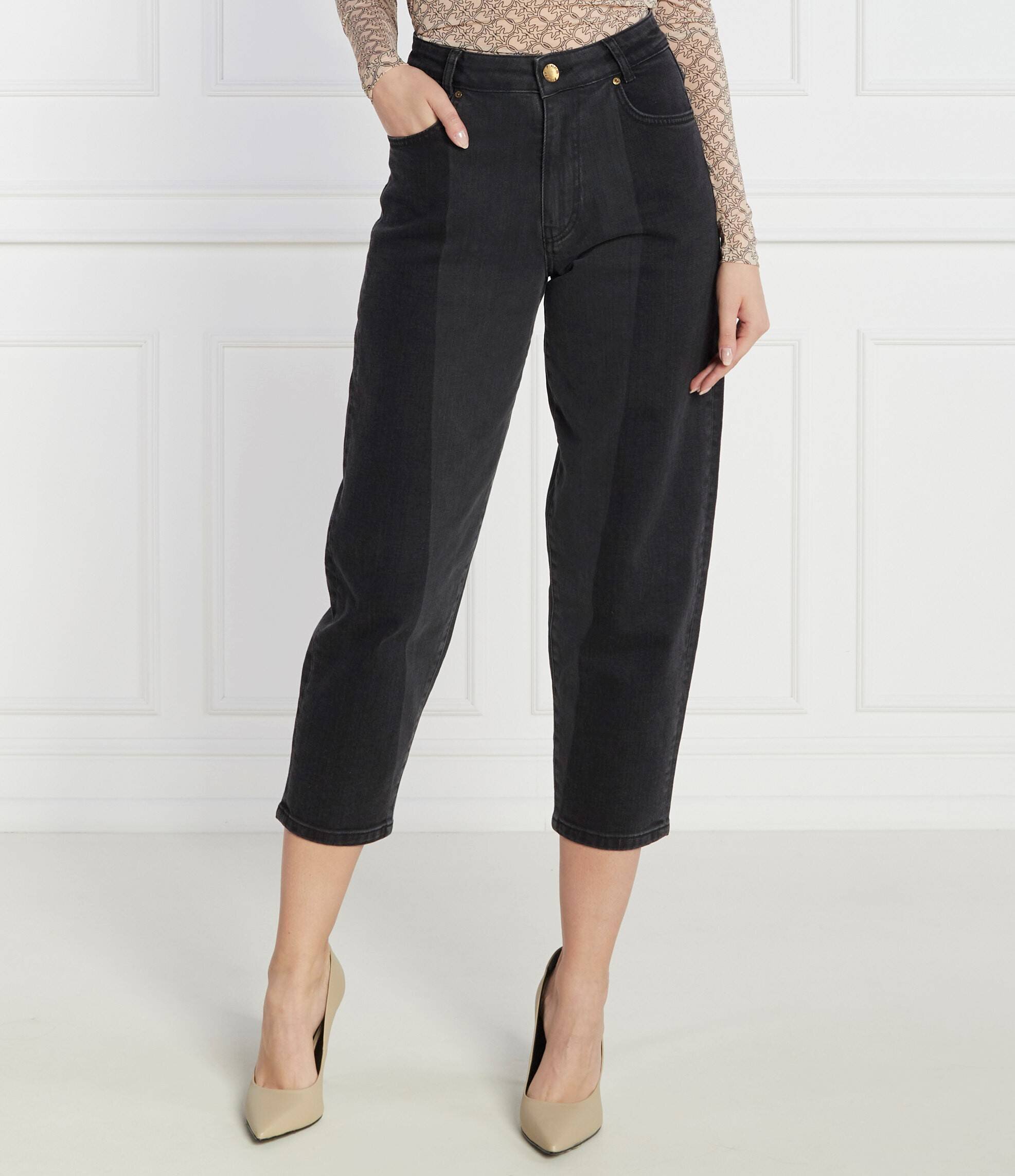 Pinko Blugi MADDIE BELT MOM FIT DENIM BLA | Regular Fit