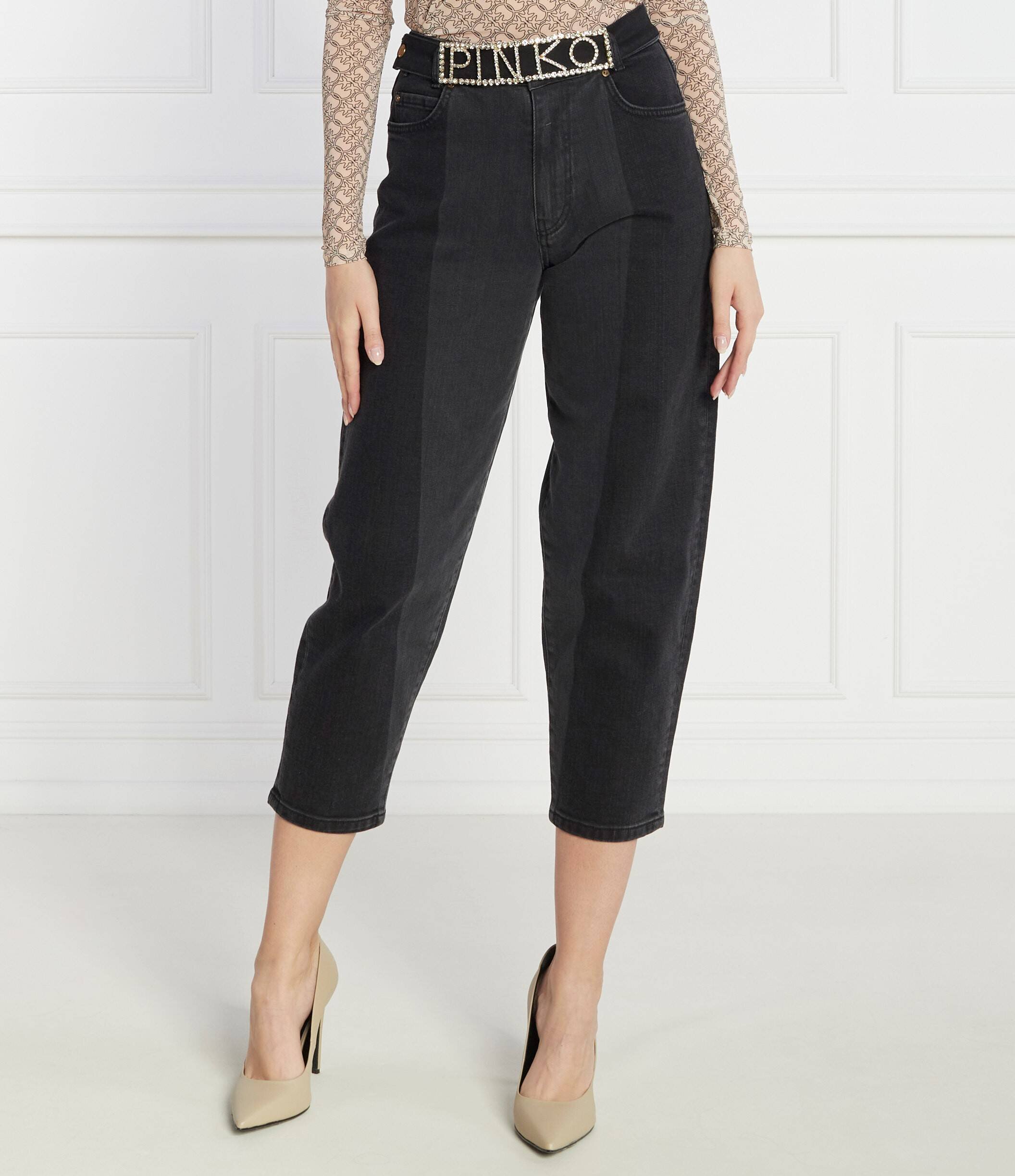 Pinko Blugi MADDIE BELT MOM FIT DENIM BLA | Regular Fit