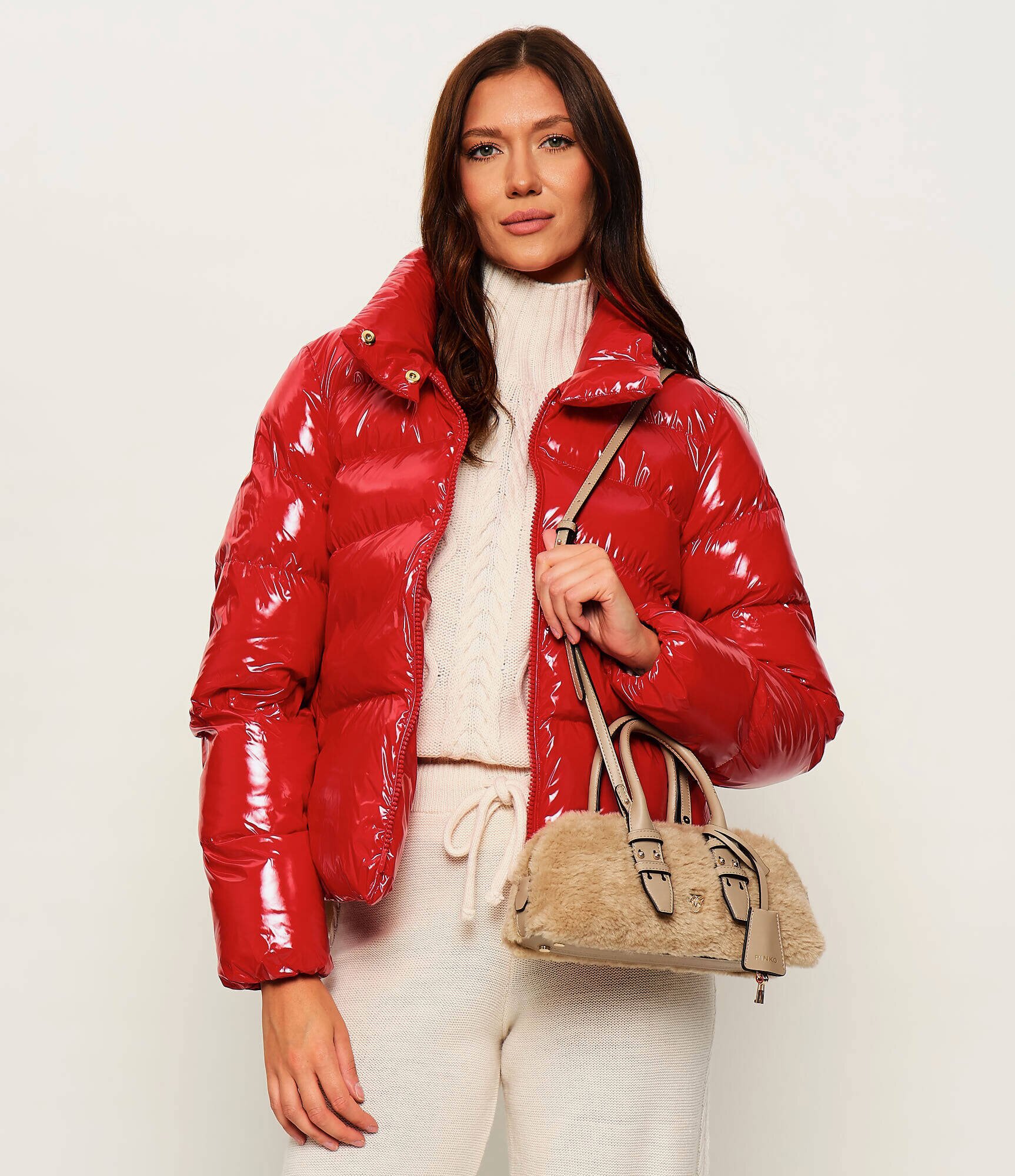 Pinko Cufăr Bowling Bag Horizontal Imitati | shearling cu adaos de piele