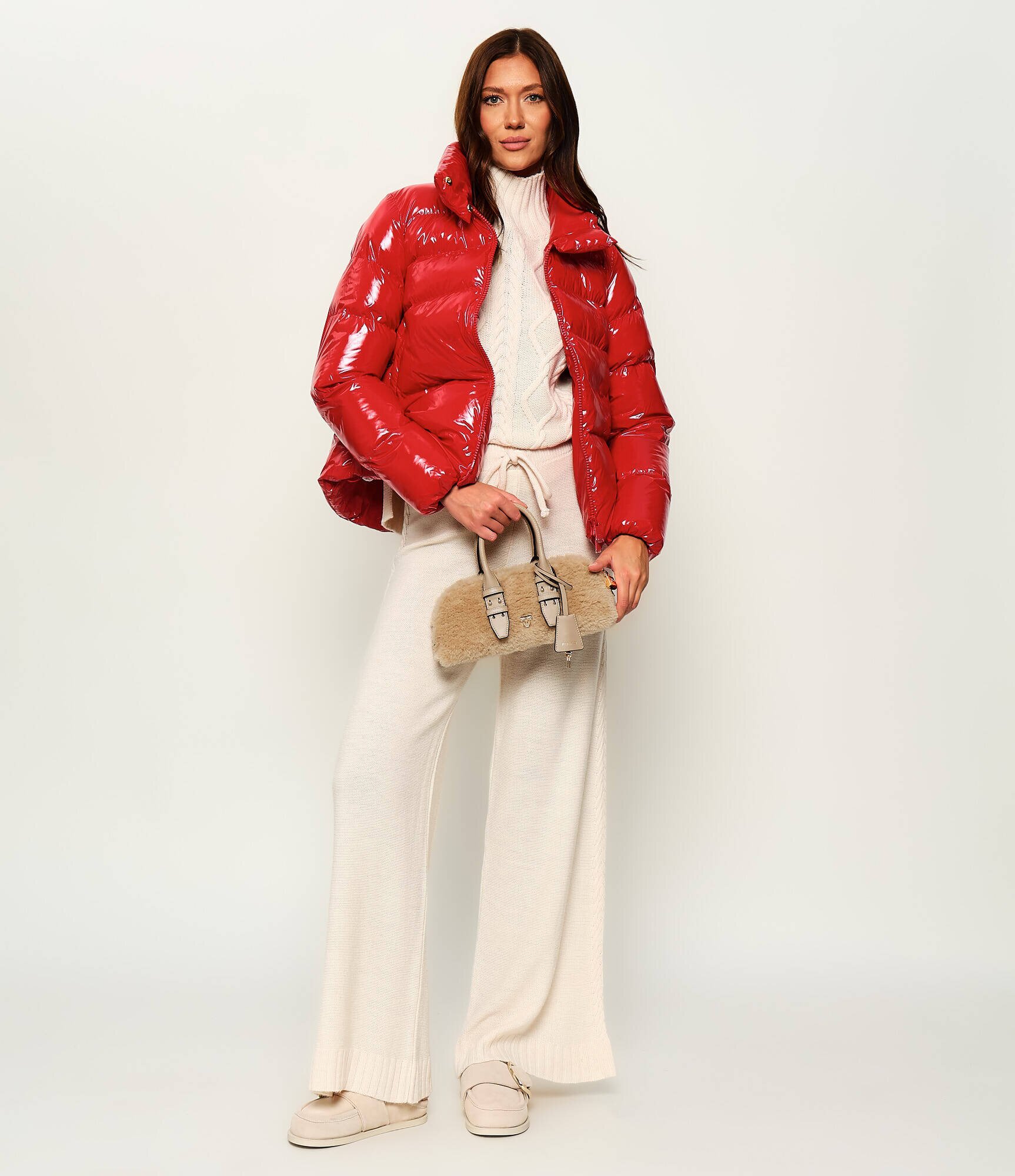 Pinko Cufăr Bowling Bag Horizontal Imitati | shearling cu adaos de piele