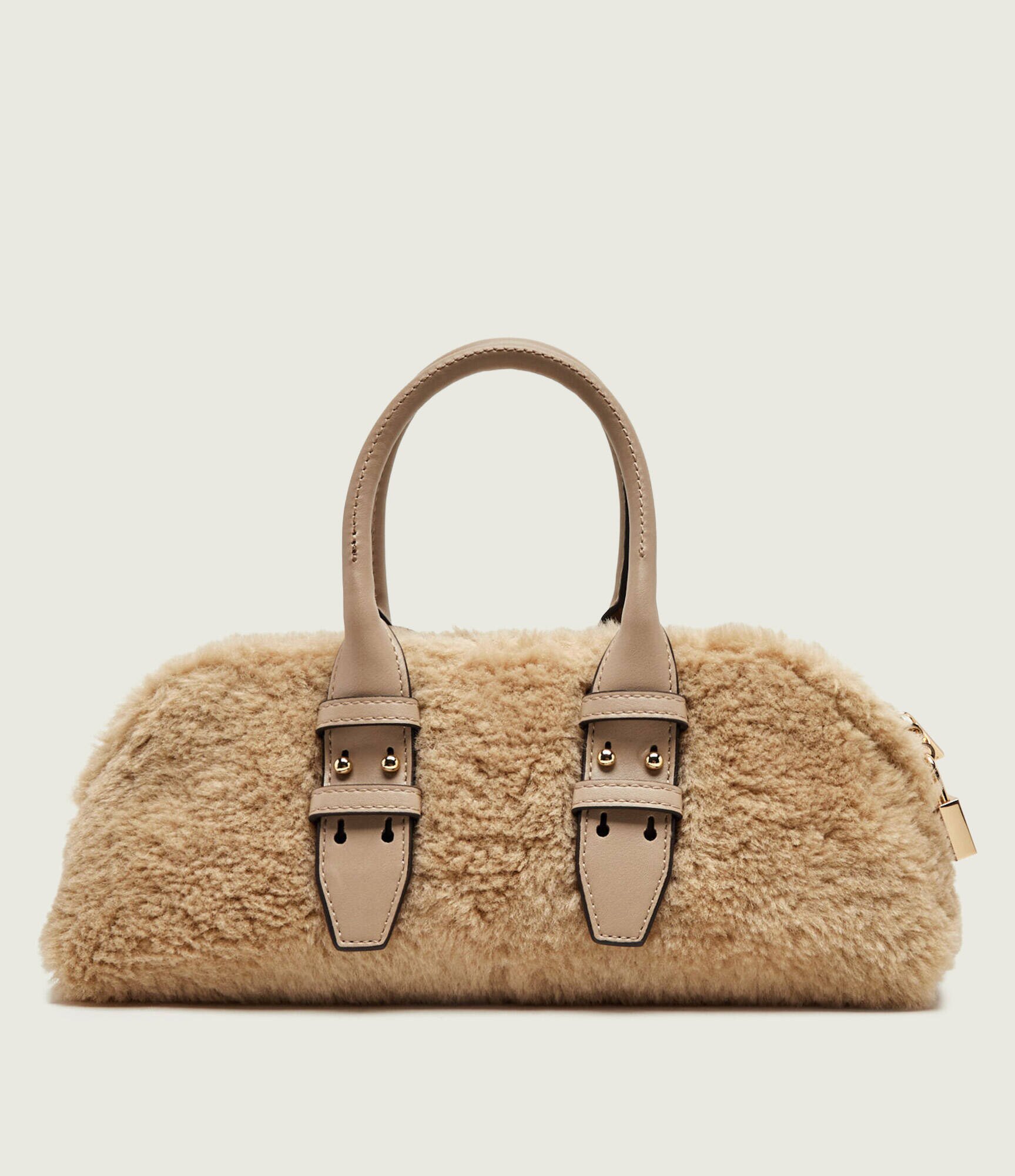 Pinko Cufăr Bowling Bag Horizontal Imitati | shearling cu adaos de piele