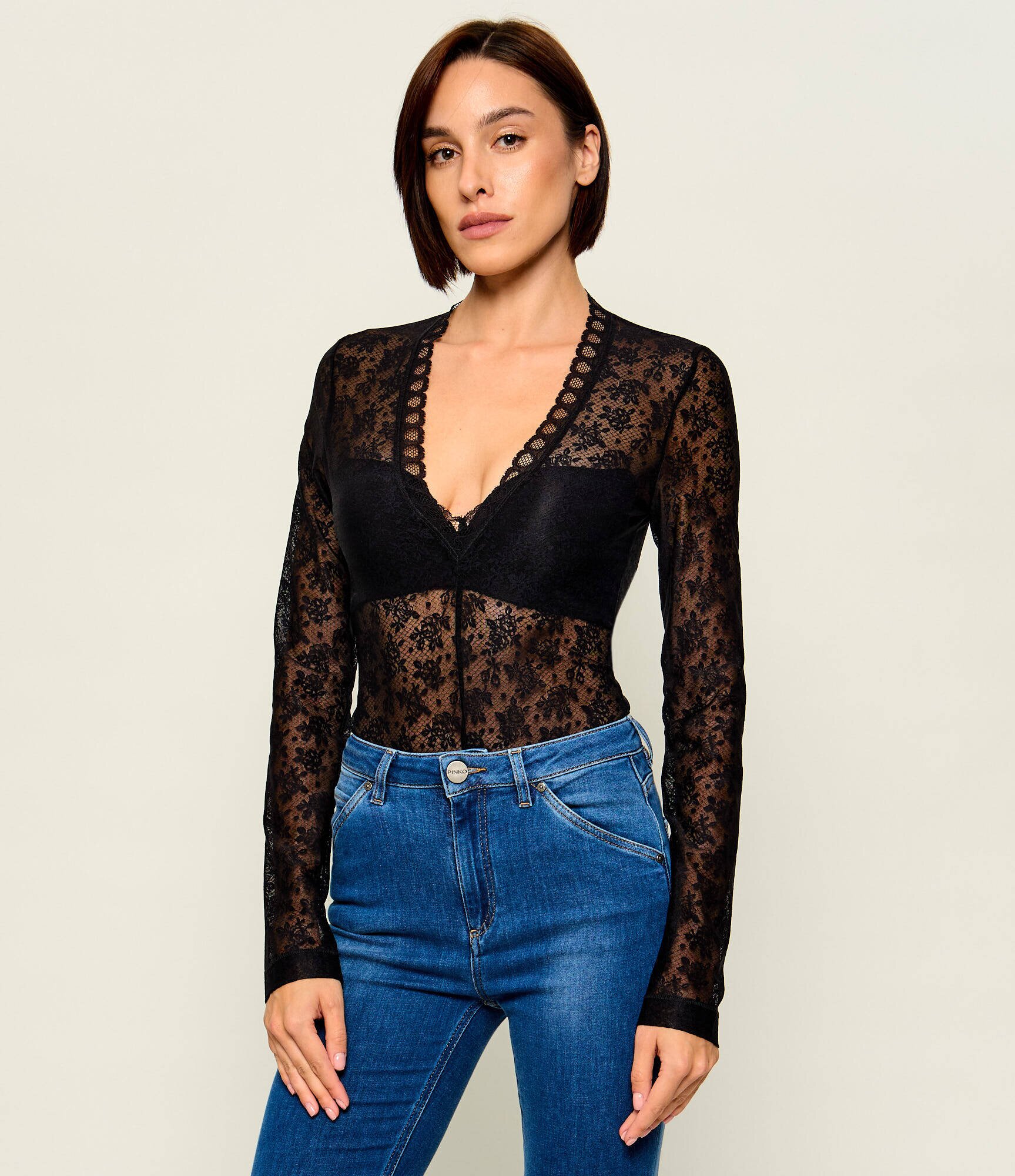 Pinko De dantelă body Lambrusco | Slim Fit