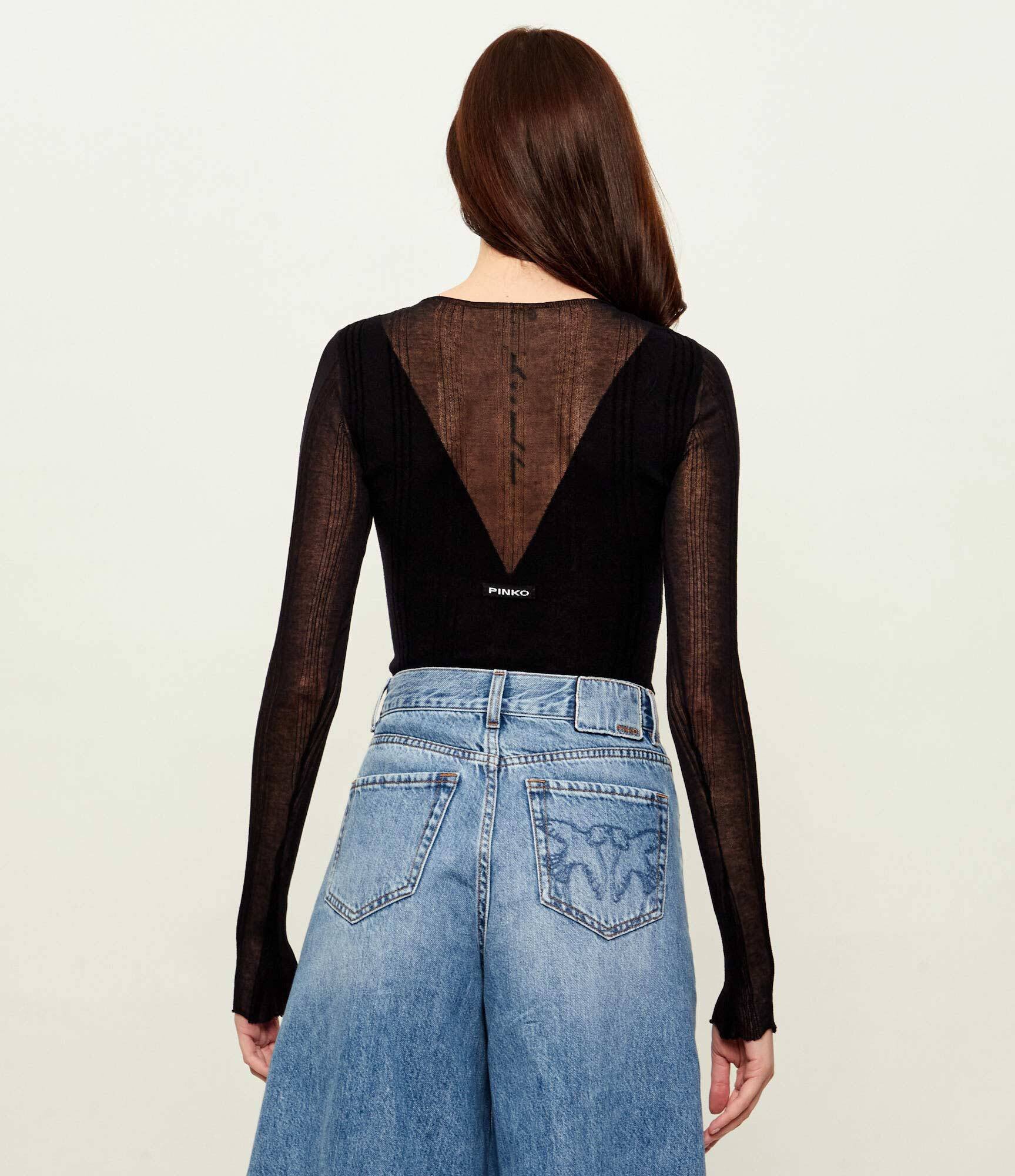 Pinko De lână body DISGELO | Slim Fit | cu adaos de mătase și cașmir