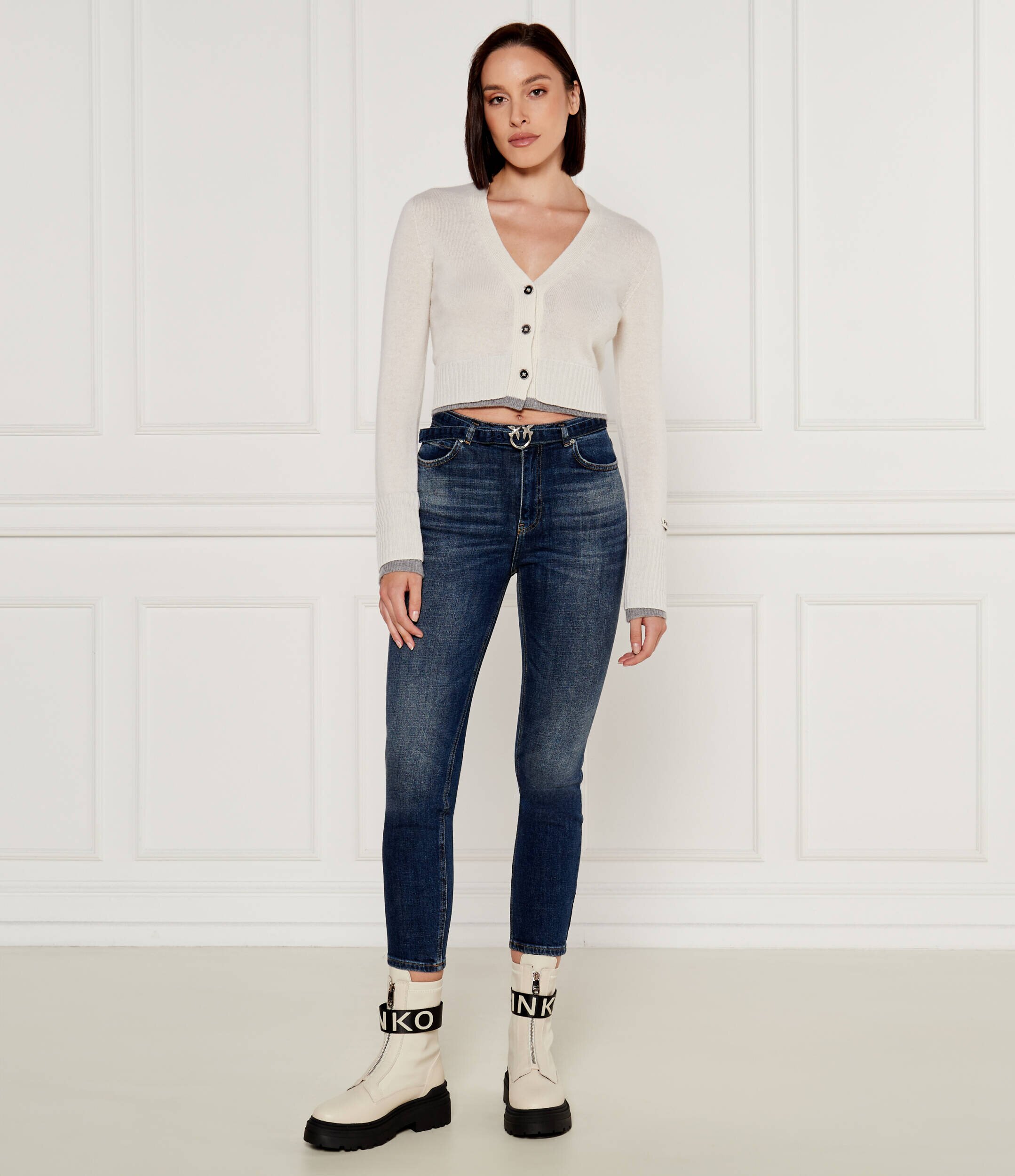 Pinko De lână cardigan CHAUSIE | Cropped Fit | Cropped Fit cu adaos de cașmir