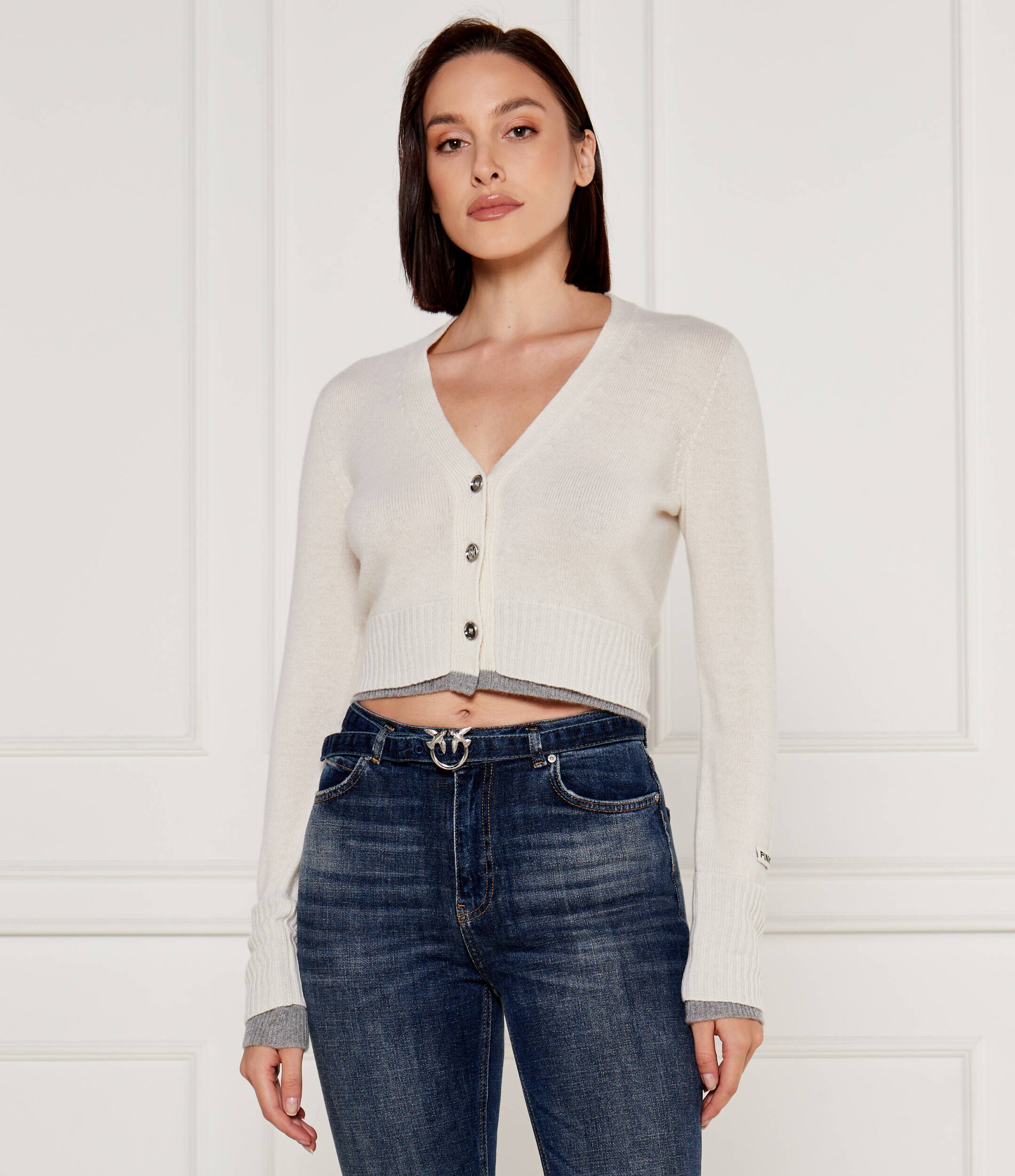 Pinko De lână cardigan CHAUSIE | Cropped Fit | Cropped Fit cu adaos de cașmir