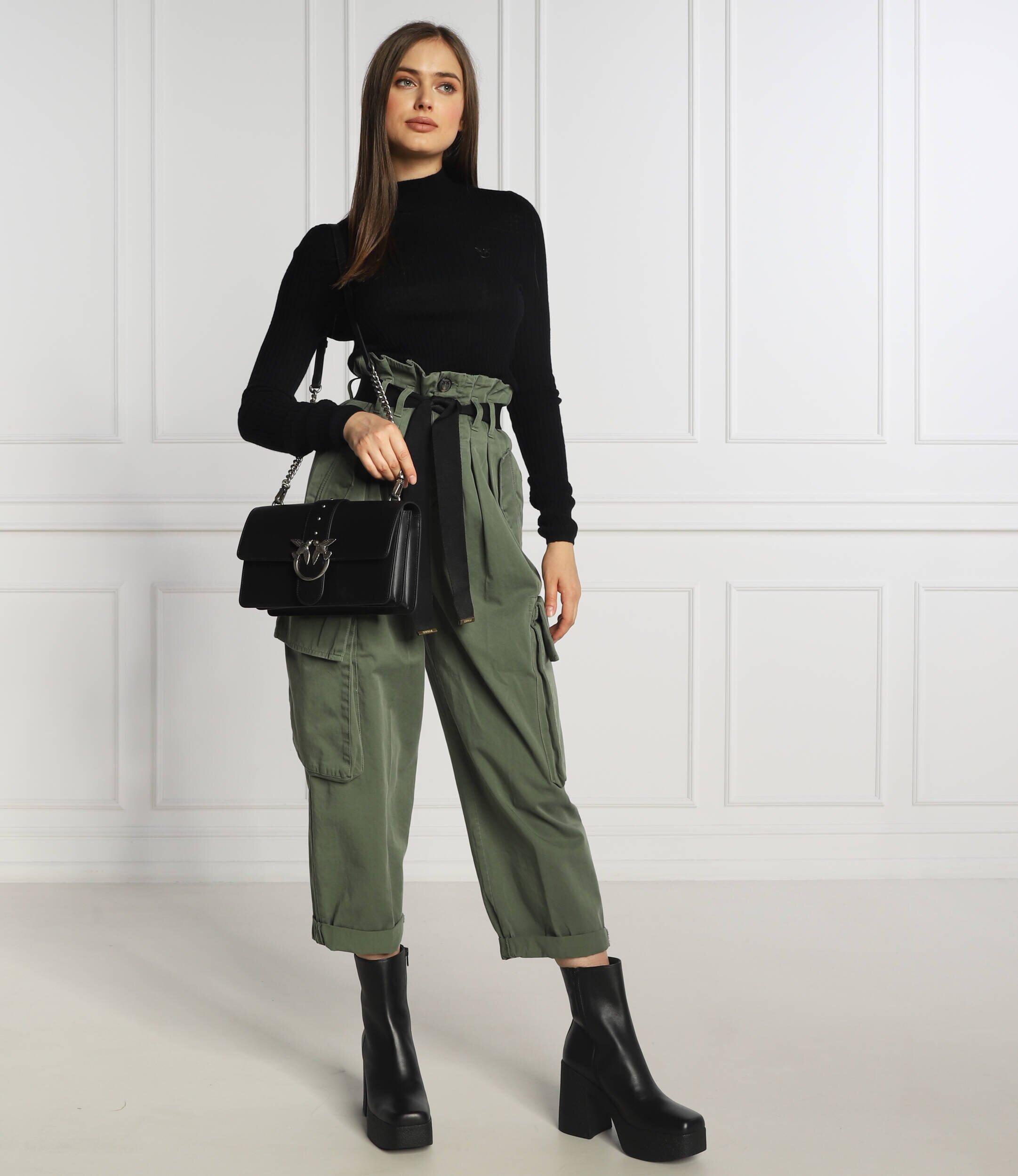 Pinko de lână pulover negroni lupetto | slim fit cu adaos de cașmir