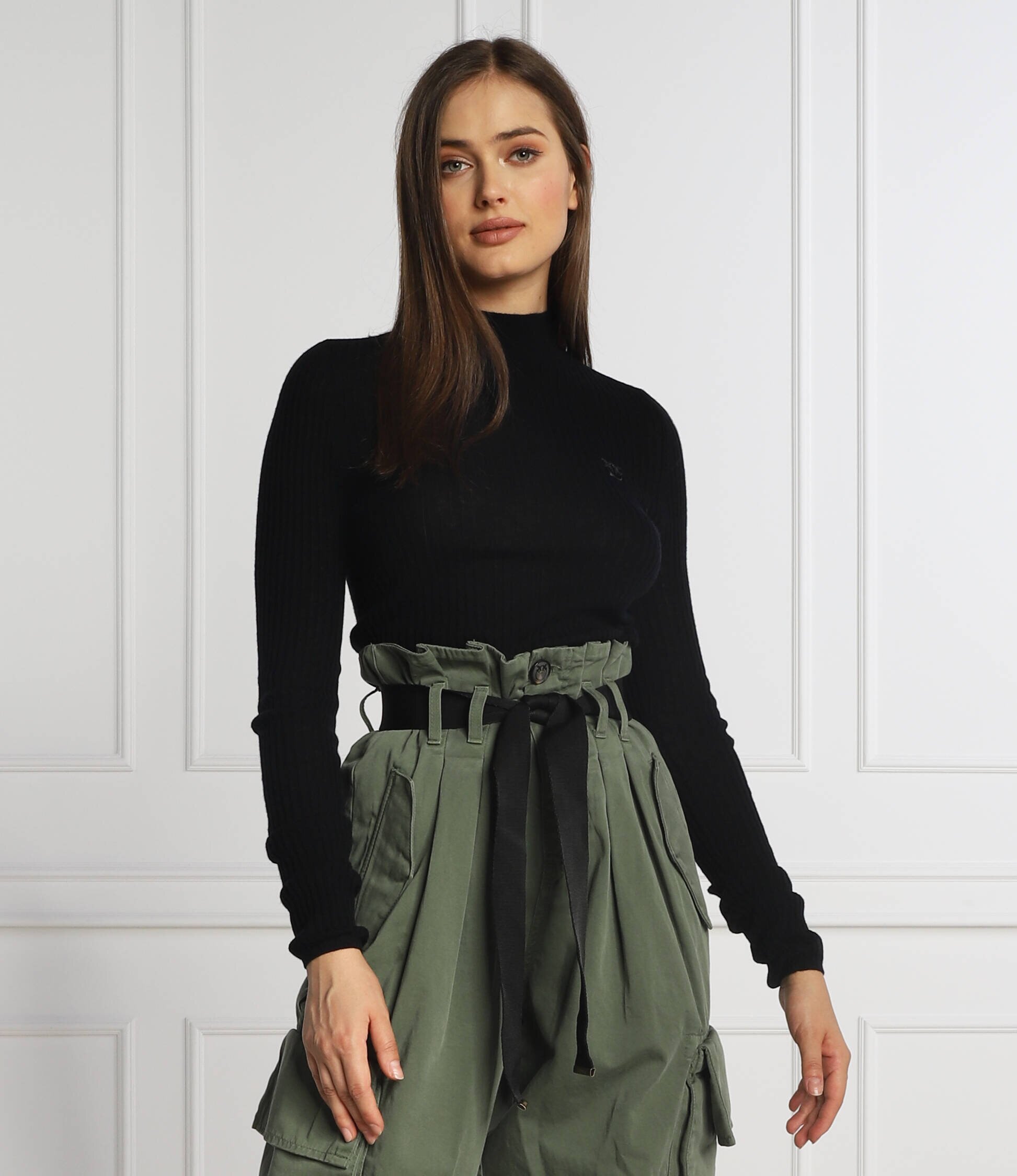 Pinko de lână pulover negroni lupetto | slim fit cu adaos de cașmir