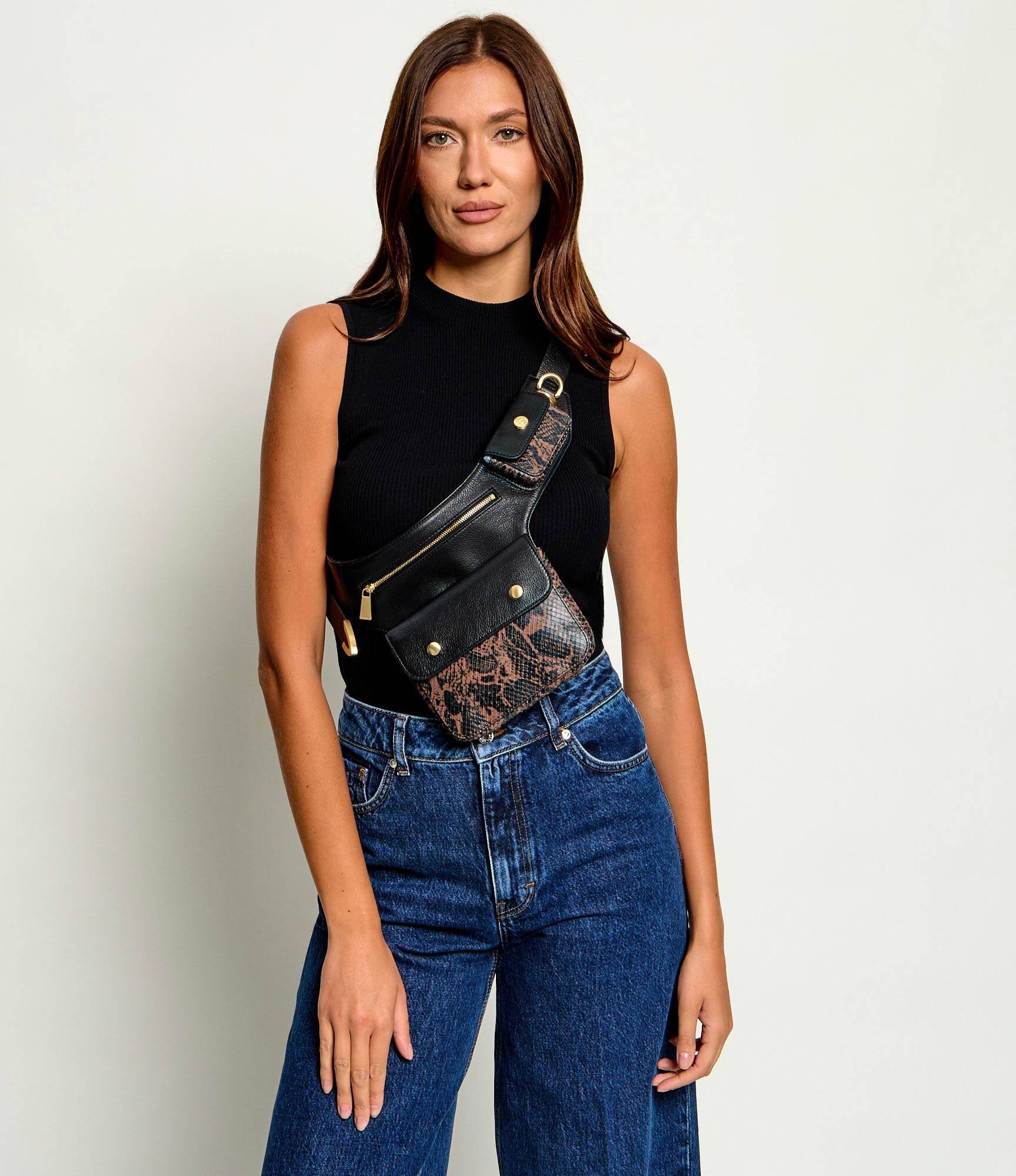 Pinko De piele borsetă Marsupio New Biker Python