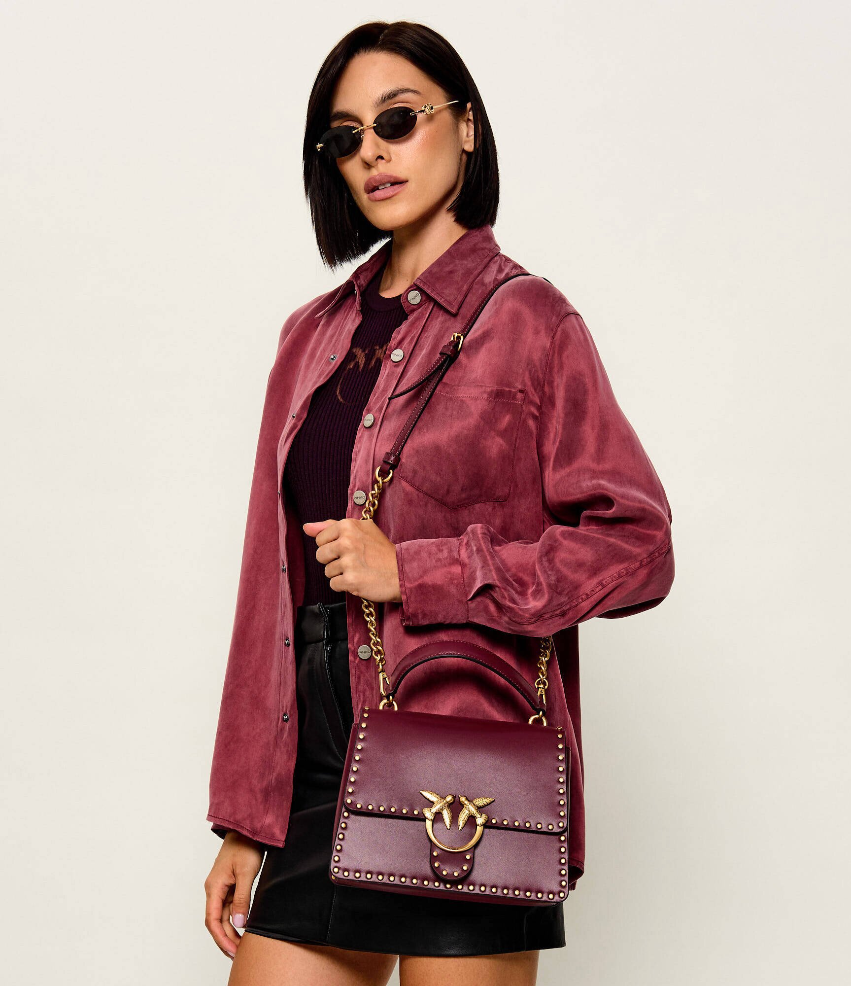 Pinko De piele cufăr top Handle Classic Light