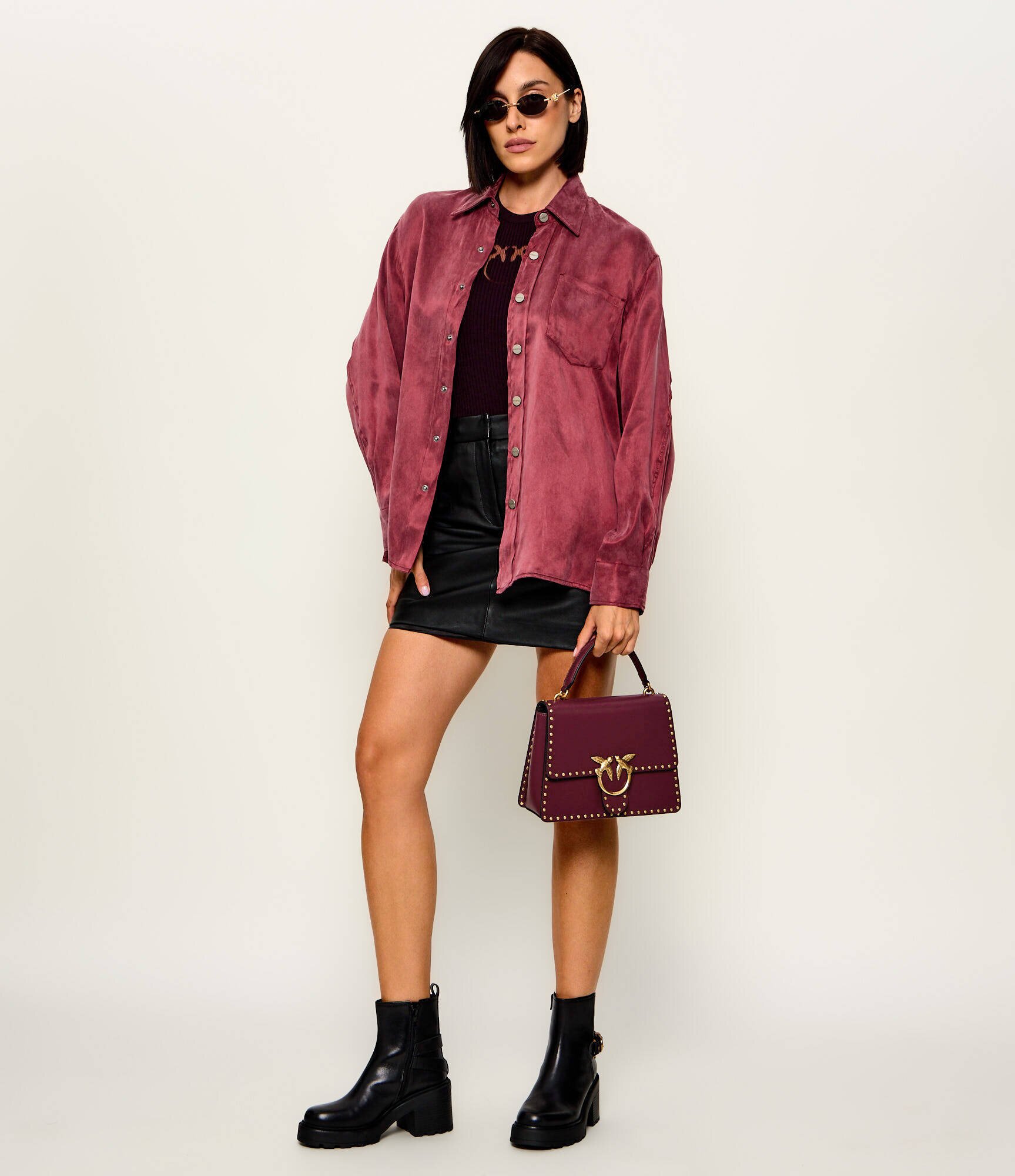 Pinko De piele cufăr top Handle Classic Light
