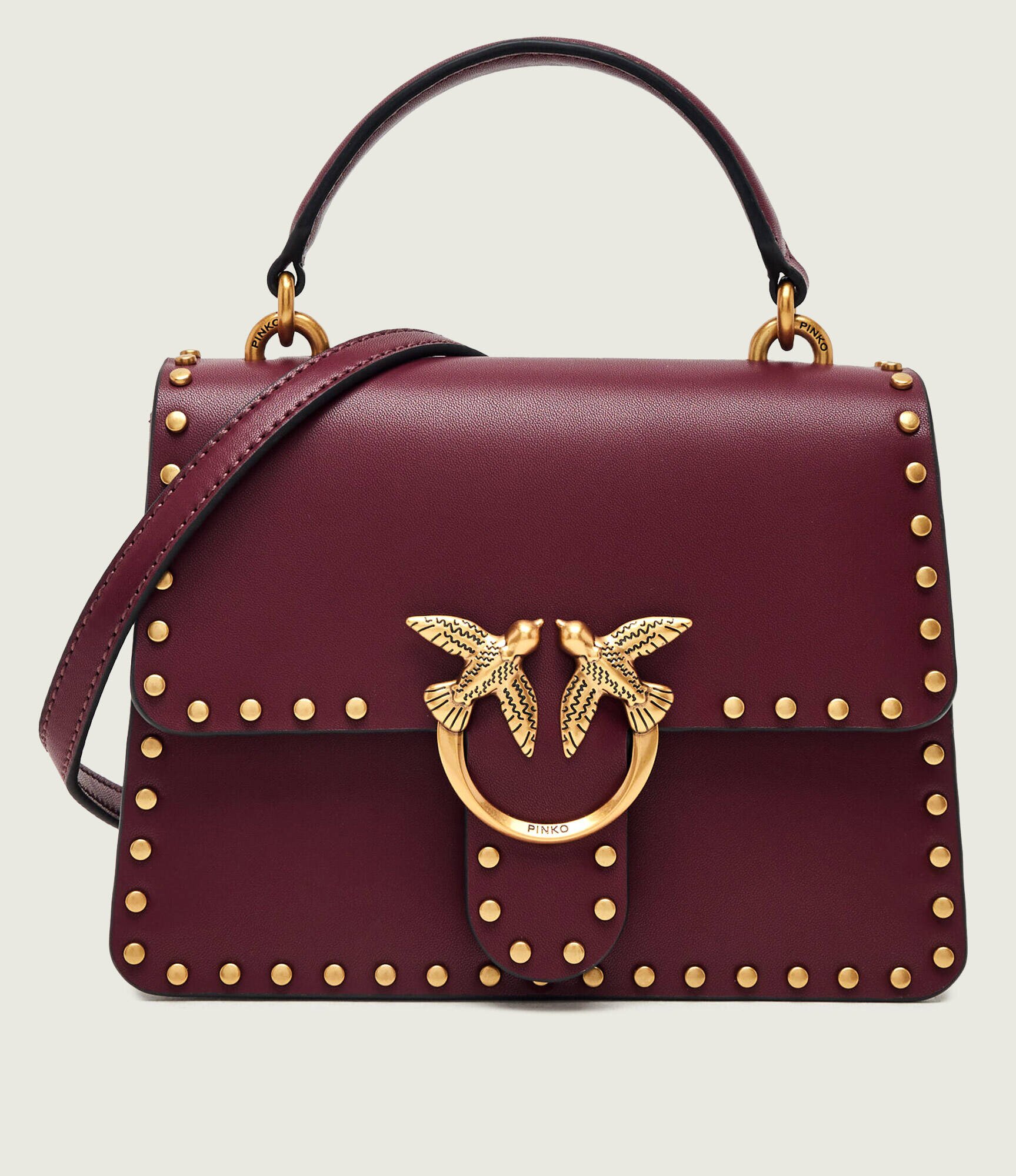 Pinko De piele cufăr top Handle Mini Light Studs
