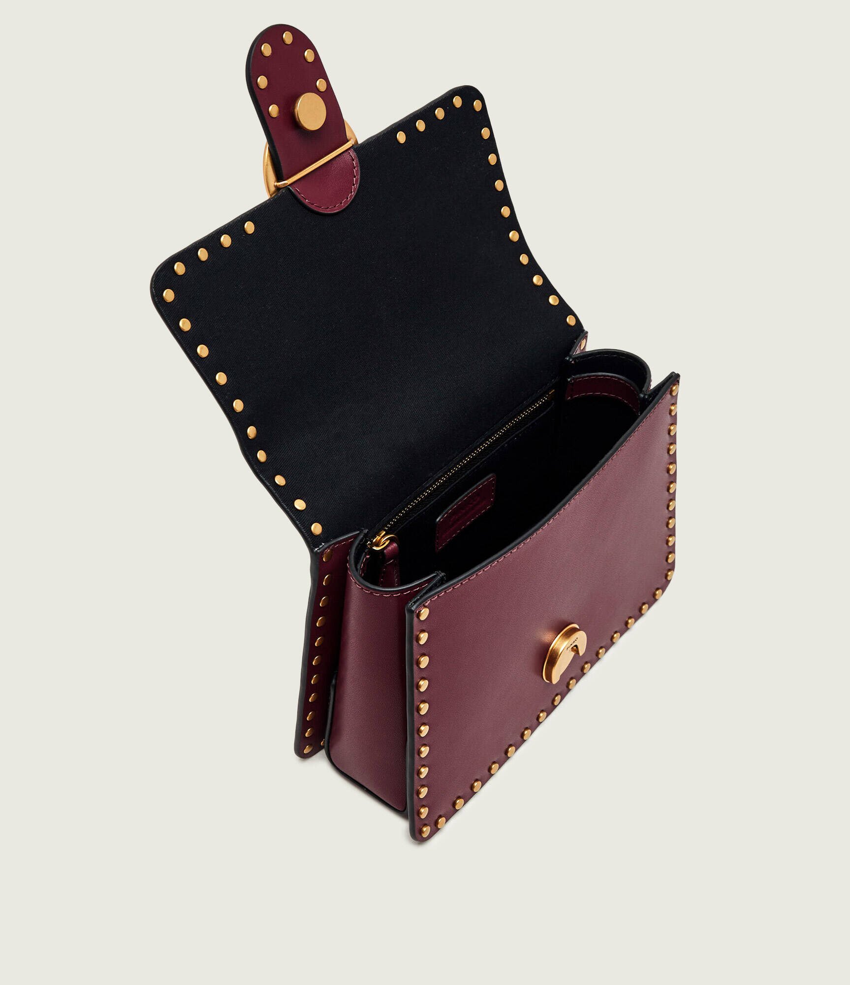Pinko De piele cufăr top Handle Mini Light Studs