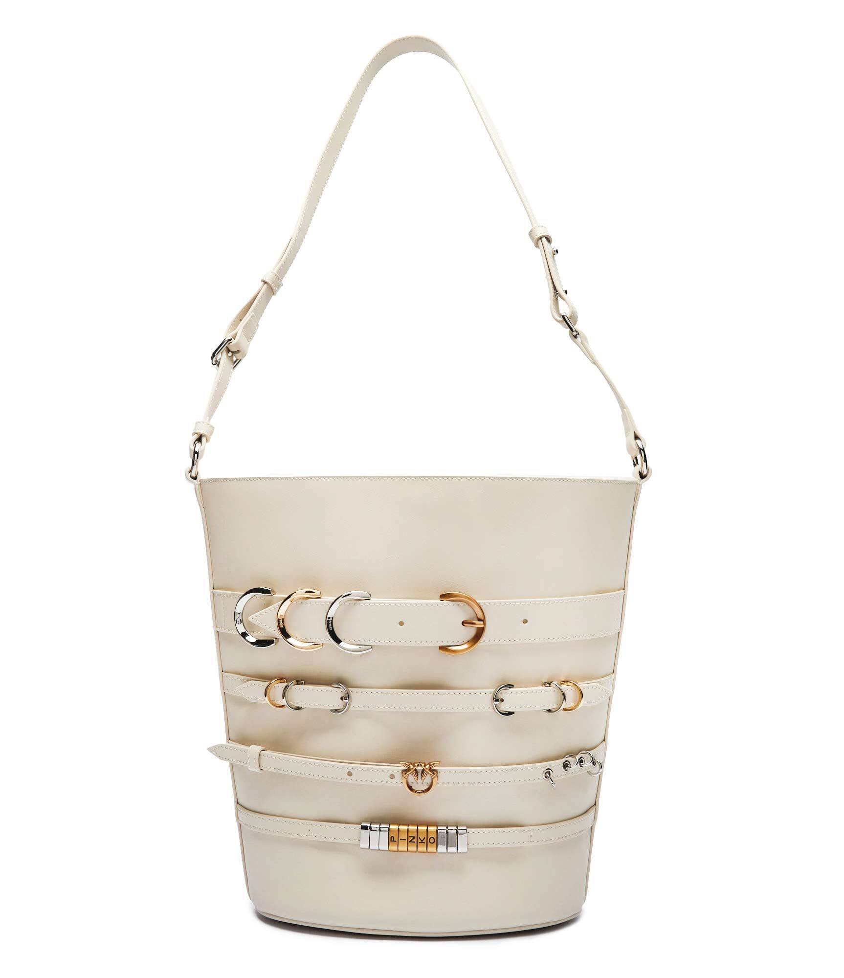 Pinko De piele geantă pe umăr Belts Bucket