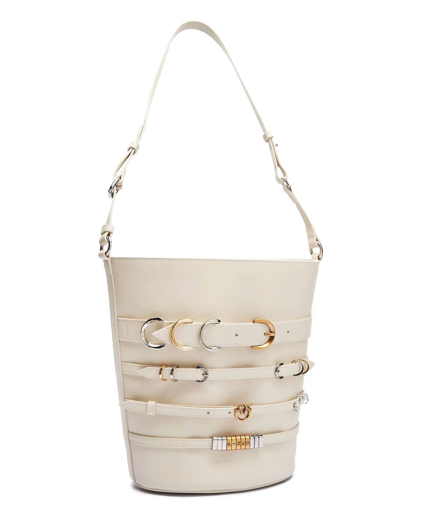 Pinko De piele geantă pe umăr Belts Bucket