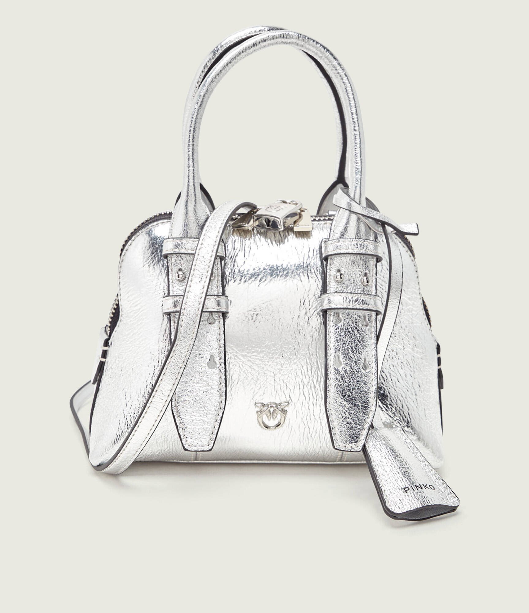 Pinko De piele geantă pe umăr BOWLING BAG ZIP MINI