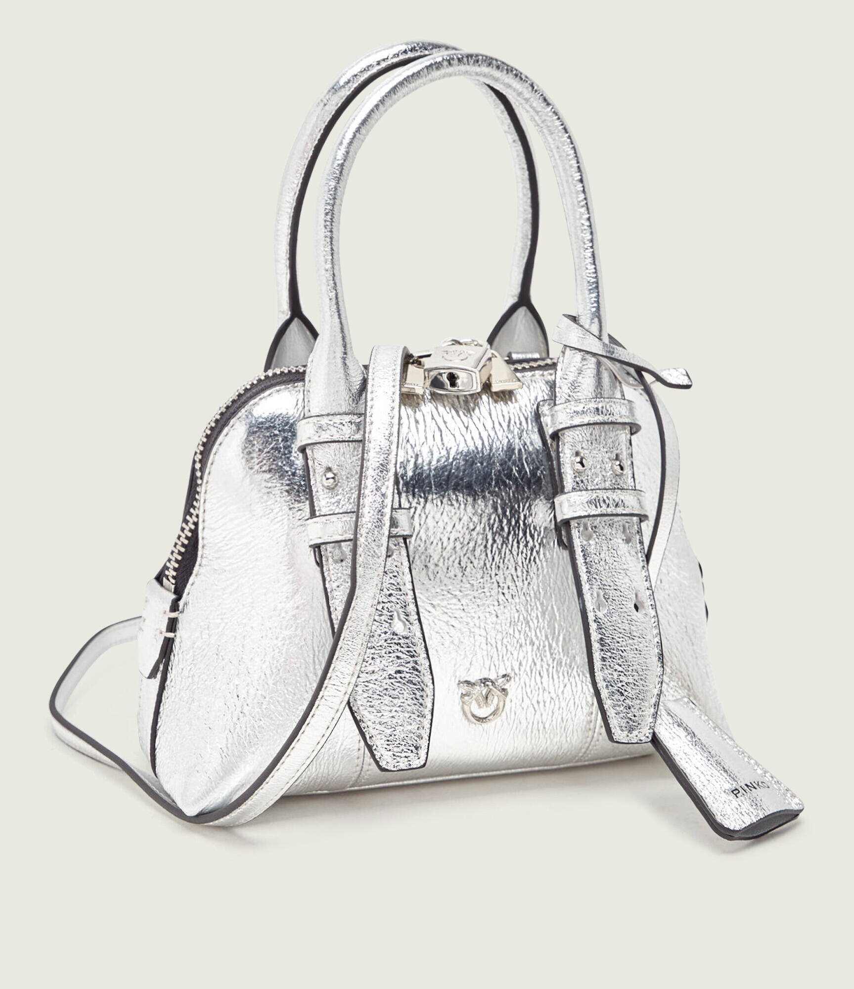 Pinko De piele geantă pe umăr BOWLING BAG ZIP MINI
