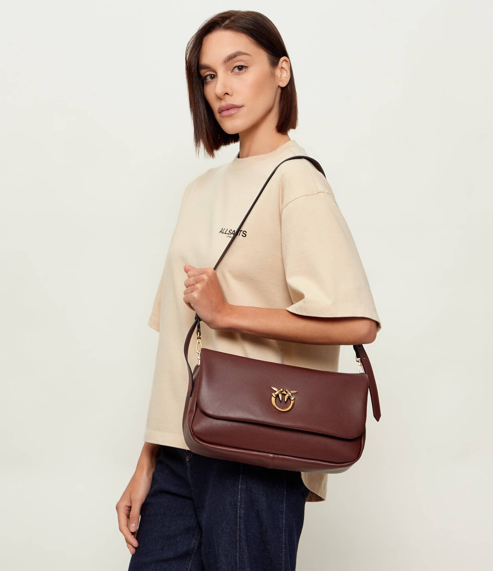 Pinko De piele geantă pe umăr CLICK SOFT