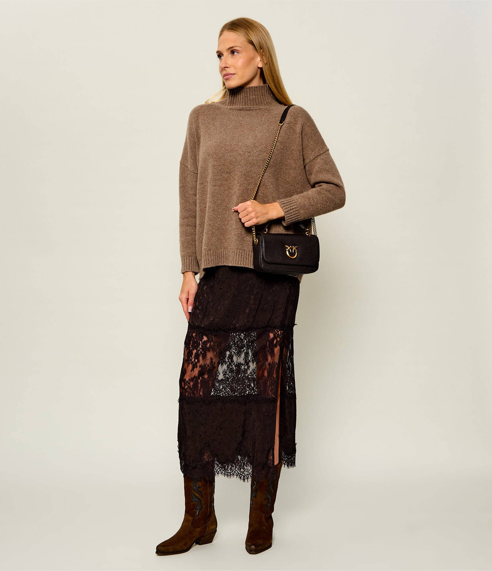 Pinko De piele geantă pe umăr Click Soft Horizontal Chain