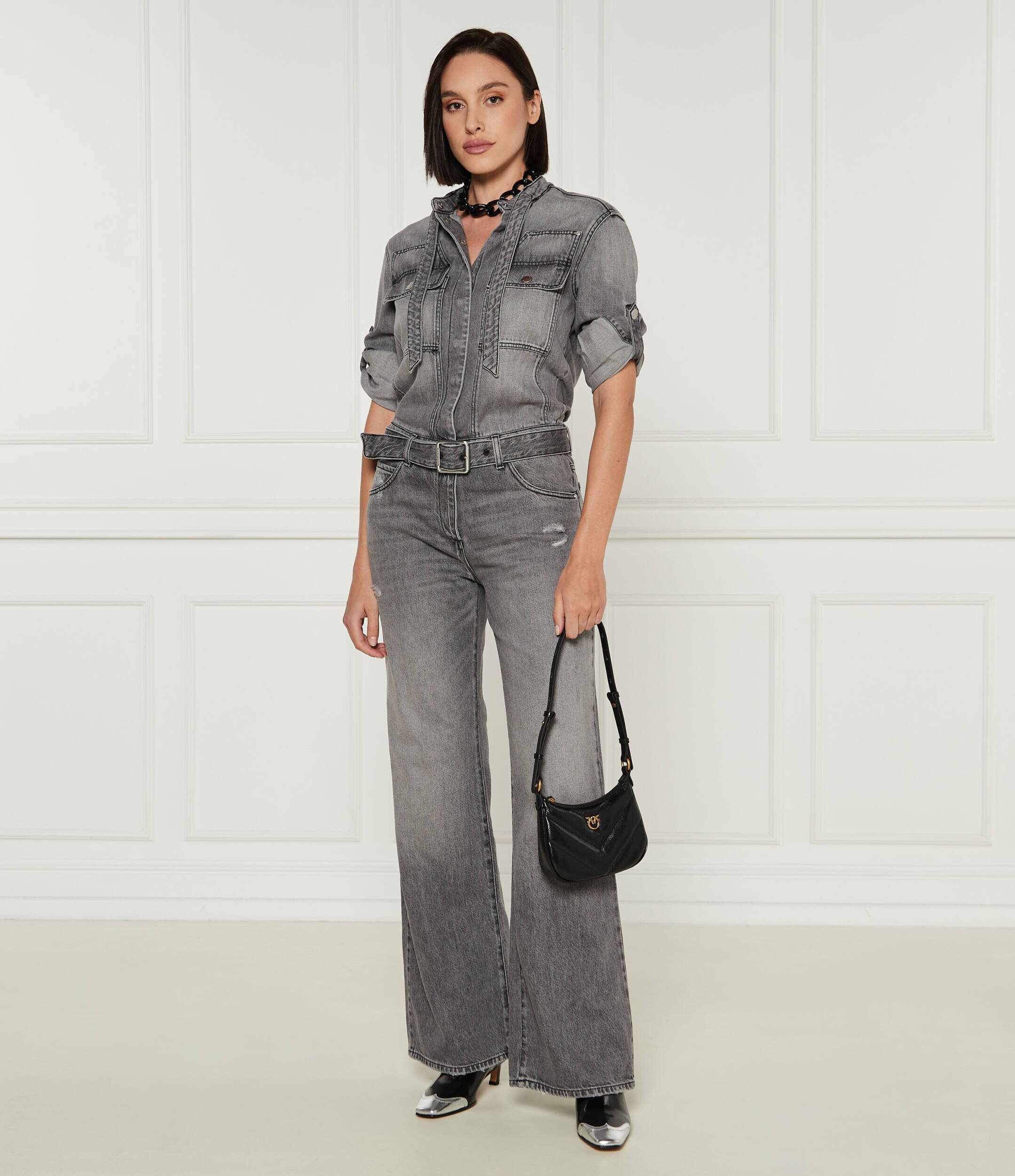 Pinko De piele geantă pe umăr Half Moon Baby
