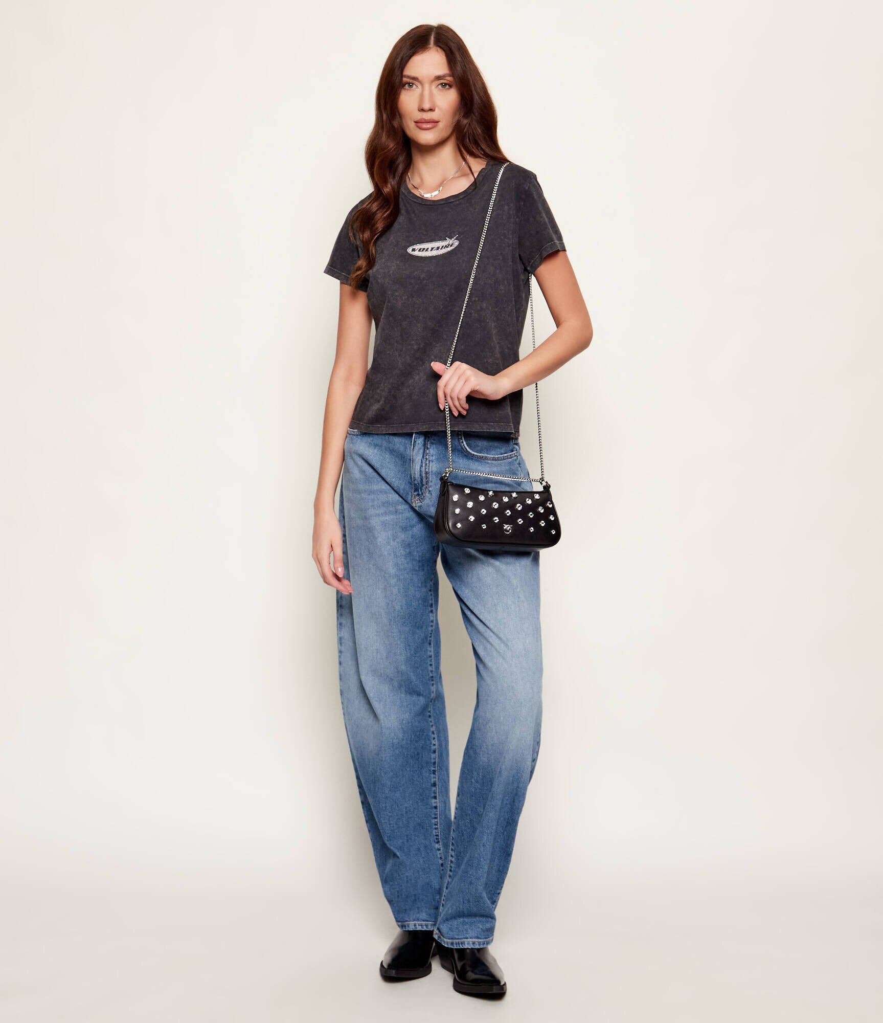 Pinko De piele geantă pe umăr HALF MOON MINI