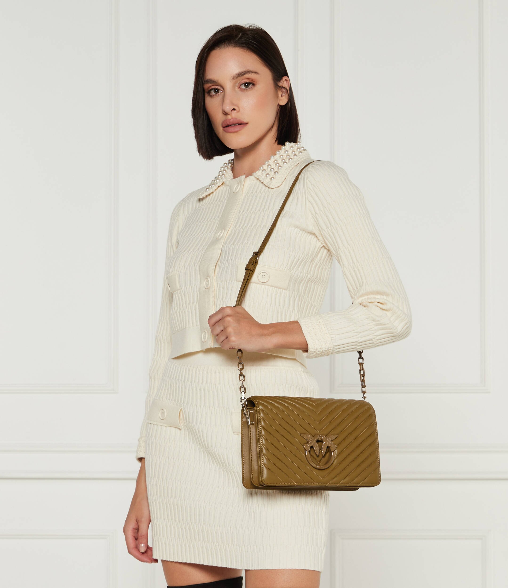 Pinko De piele geantă pe umăr Love Click Classic