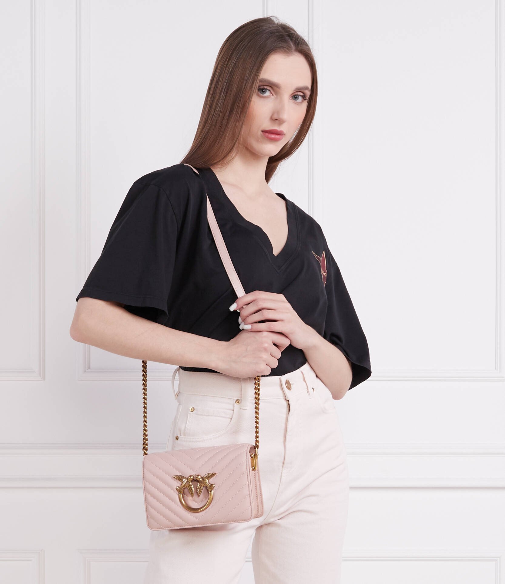 Pinko De piele geantă pe umăr Love Click Mini