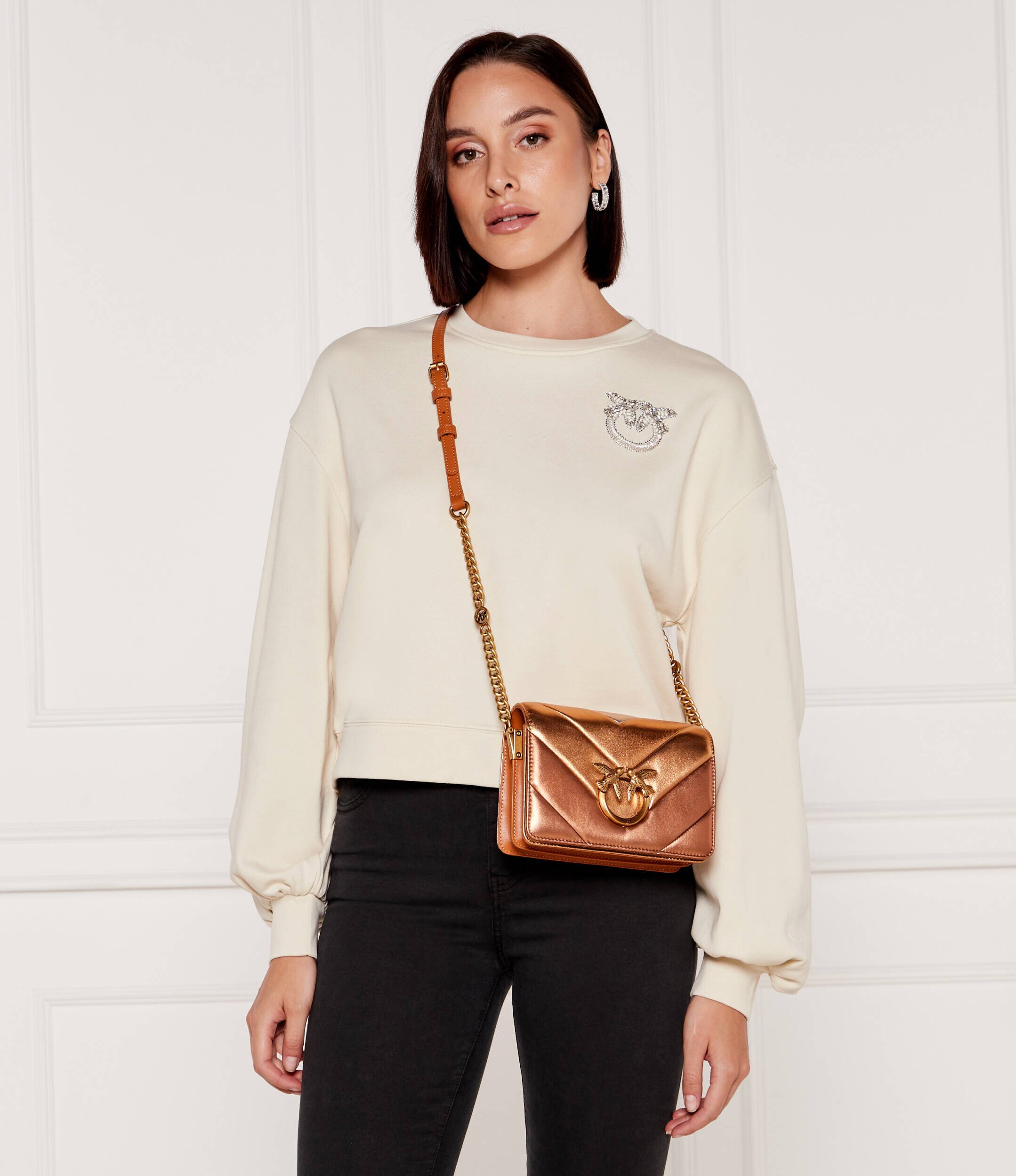 Pinko De piele geantă pe umăr Love Click Mini Big Chevron