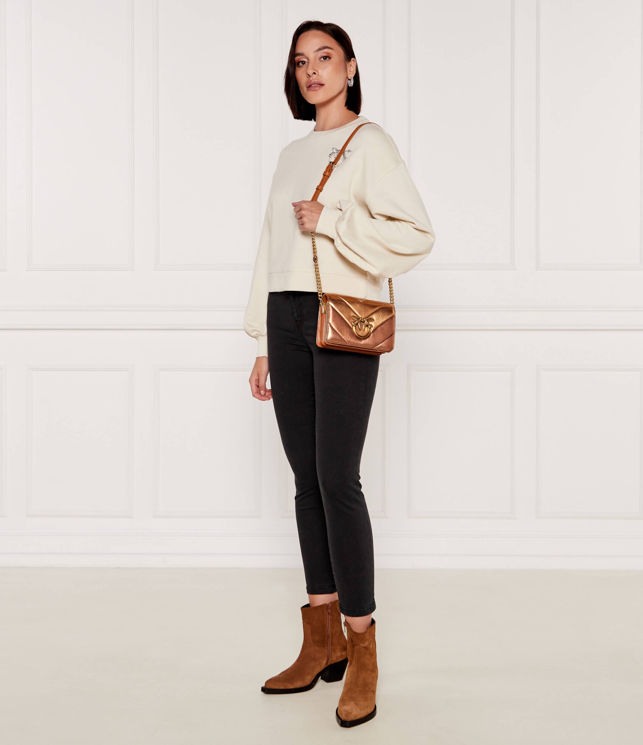 Pinko De piele geantă pe umăr Love Click Mini Big Chevron