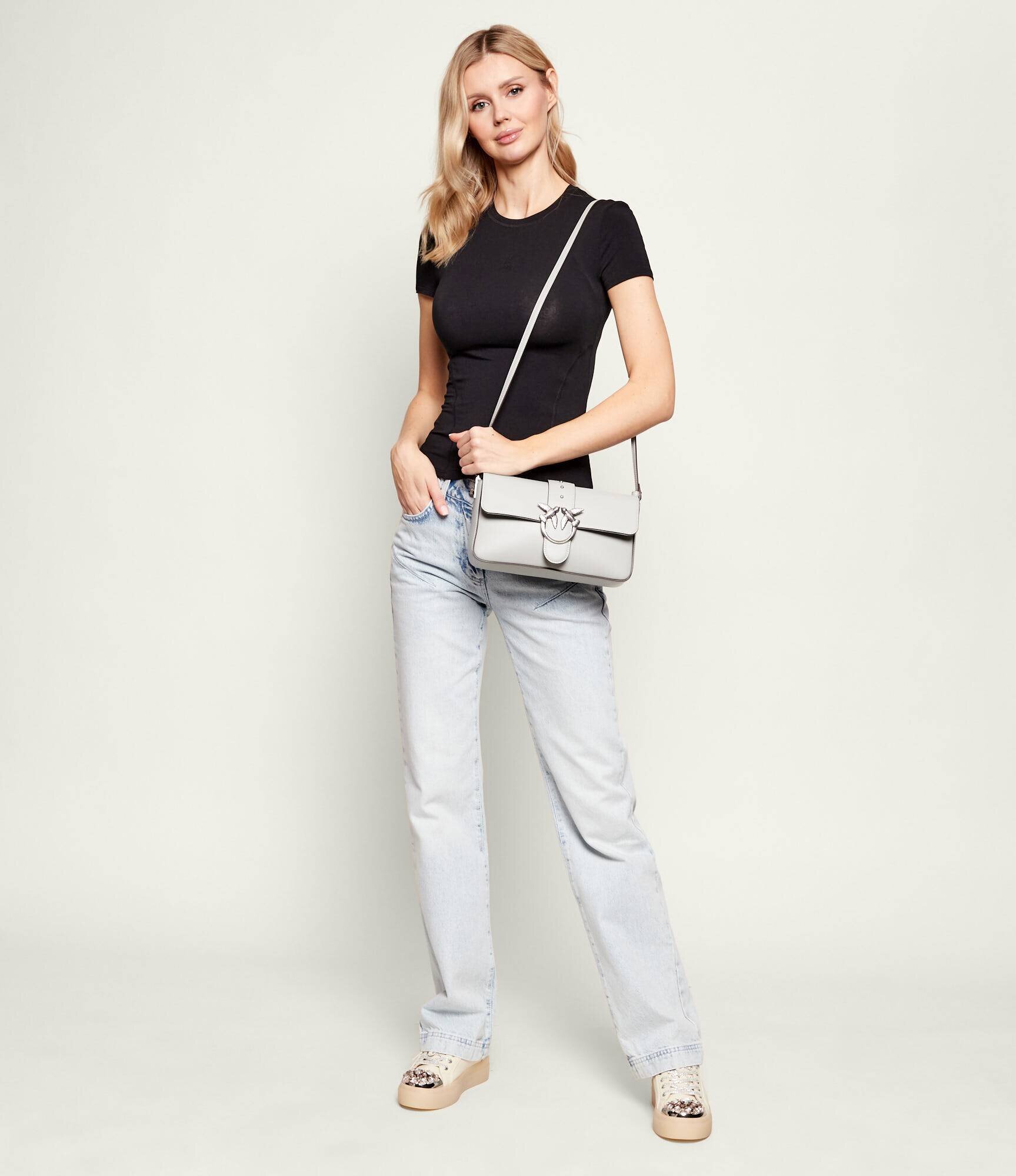 Pinko De piele geantă pe umăr Love One Classic Slouchy