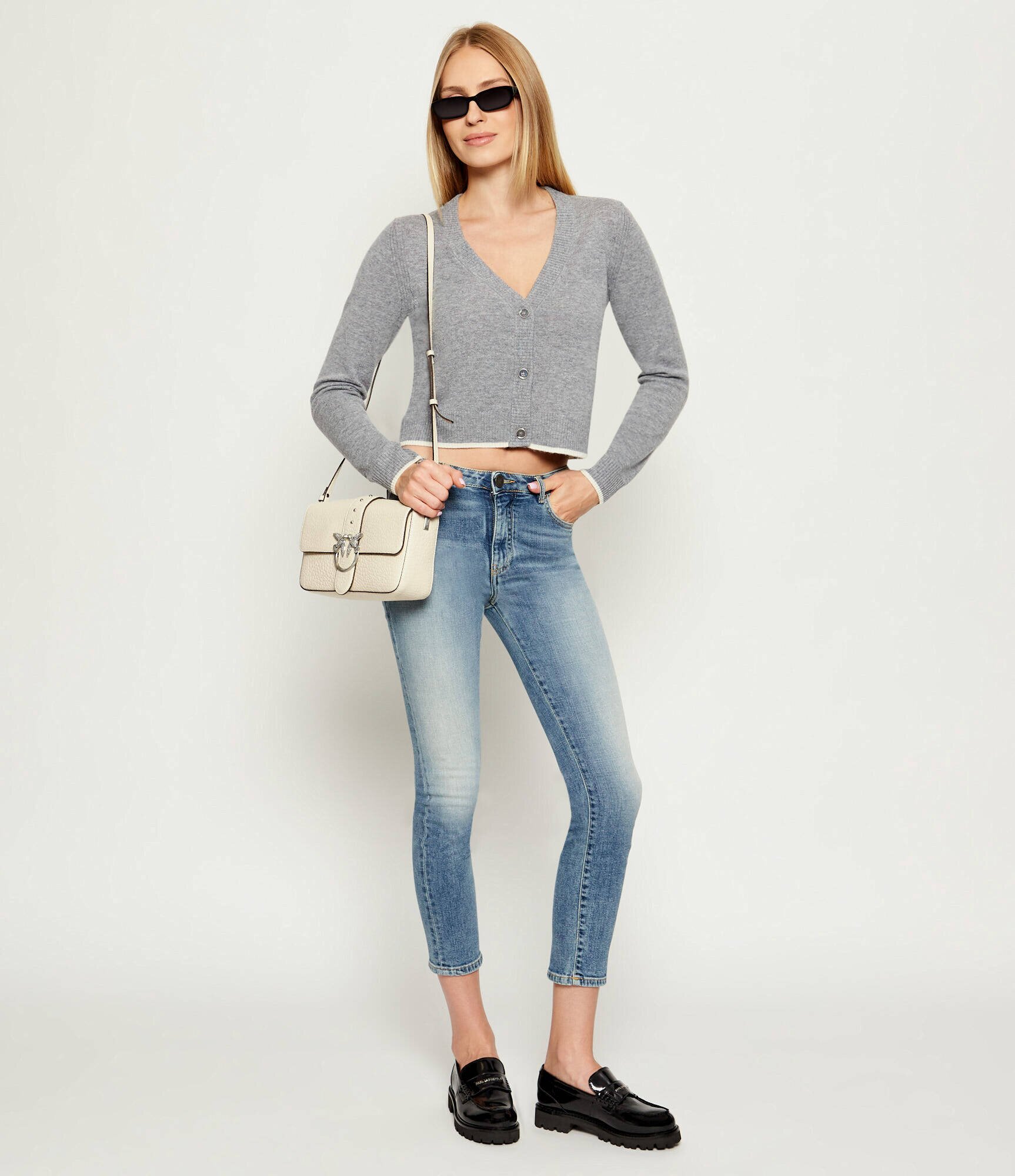 Pinko De piele geantă pe umăr Love One Classic Slouchy