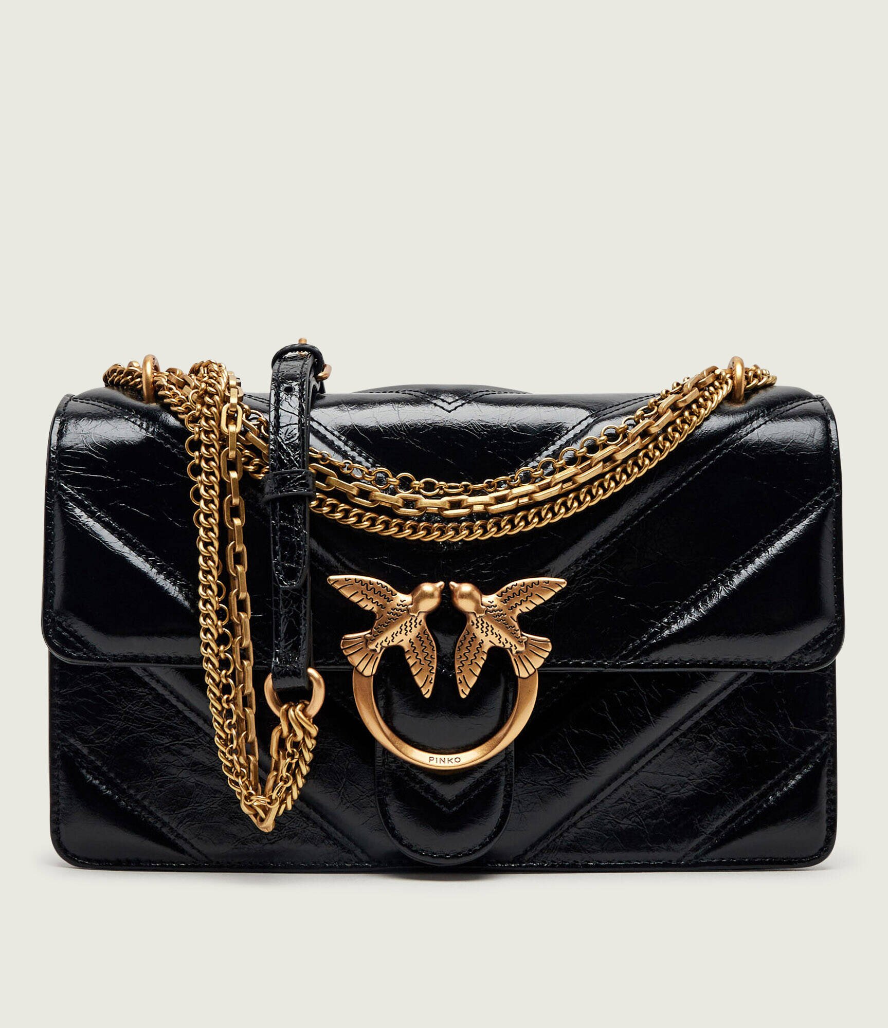 Pinko De piele geantă pe umăr Love One Classic Tripla Catena