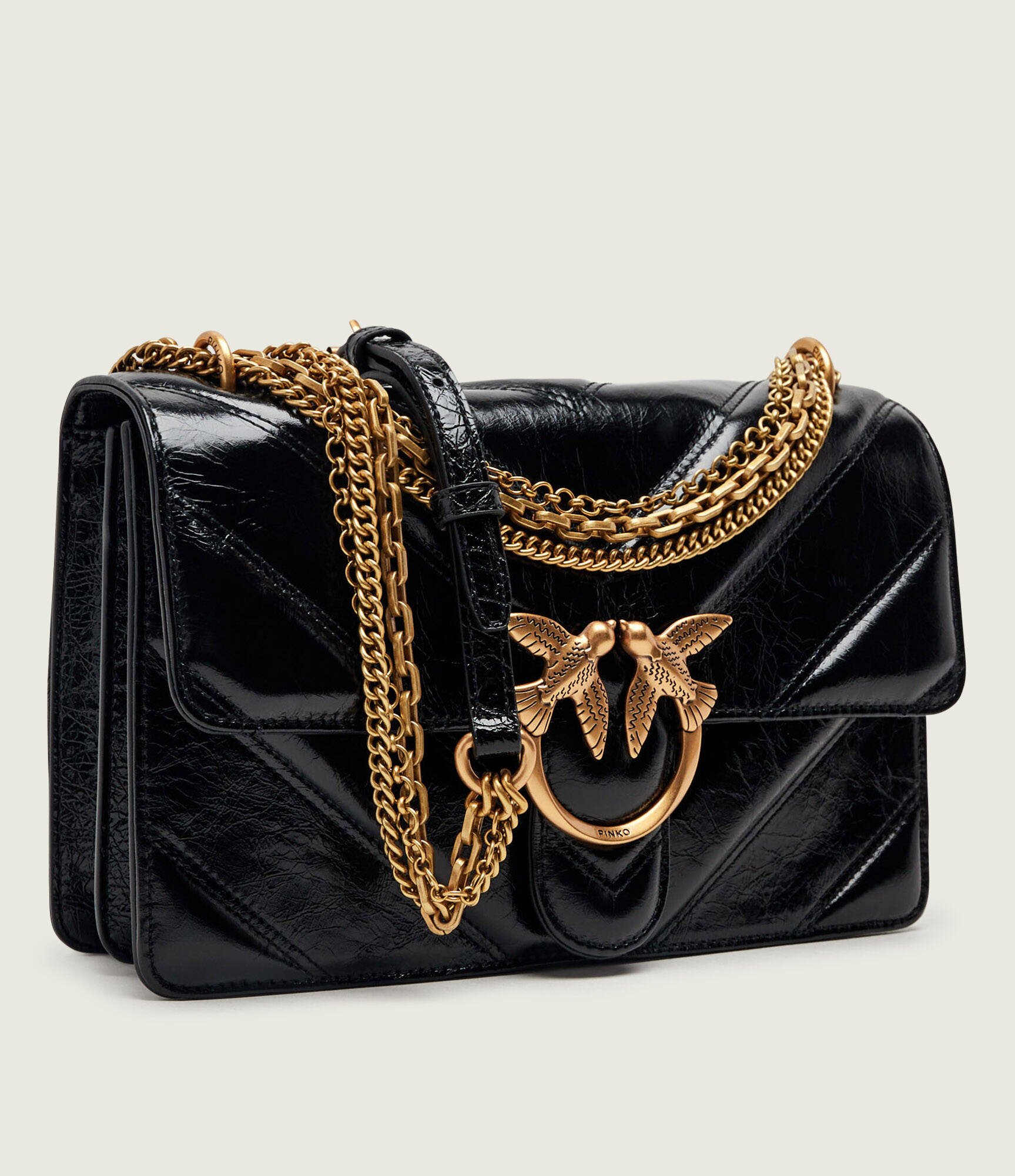 Pinko De piele geantă pe umăr Love One Classic Tripla Catena