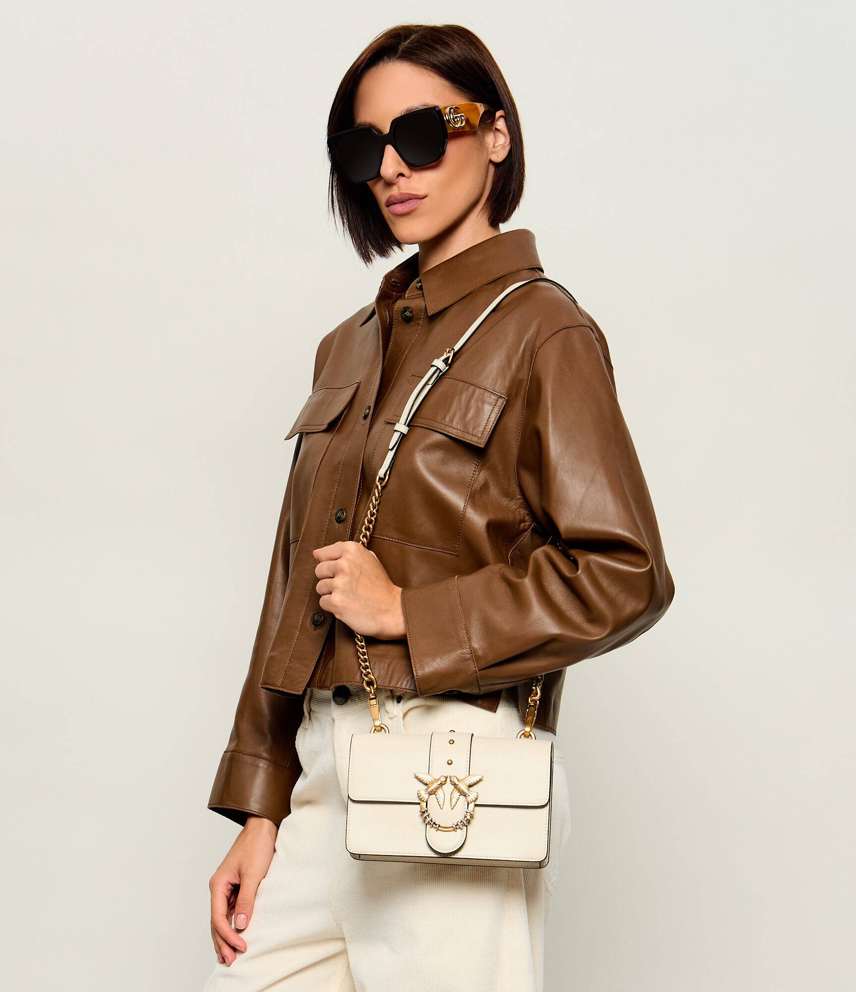 Pinko De piele geantă pe umăr Love One Mini